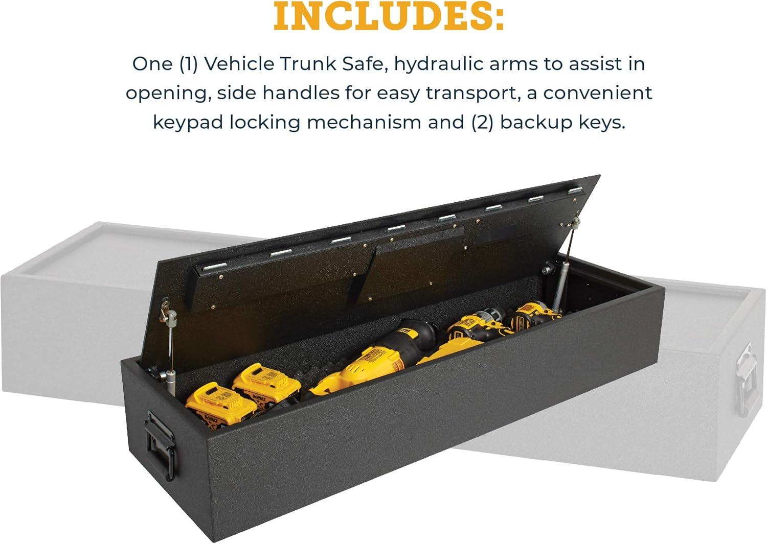 SnapSafe Trunk Safe II – Vehicle Gun Safes for Rifles and Shotguns – Security in Your Car or Truck, Protect Your Firearms, Ammo and Valuables – Black, Measures 7 x 42 x 13 Inches