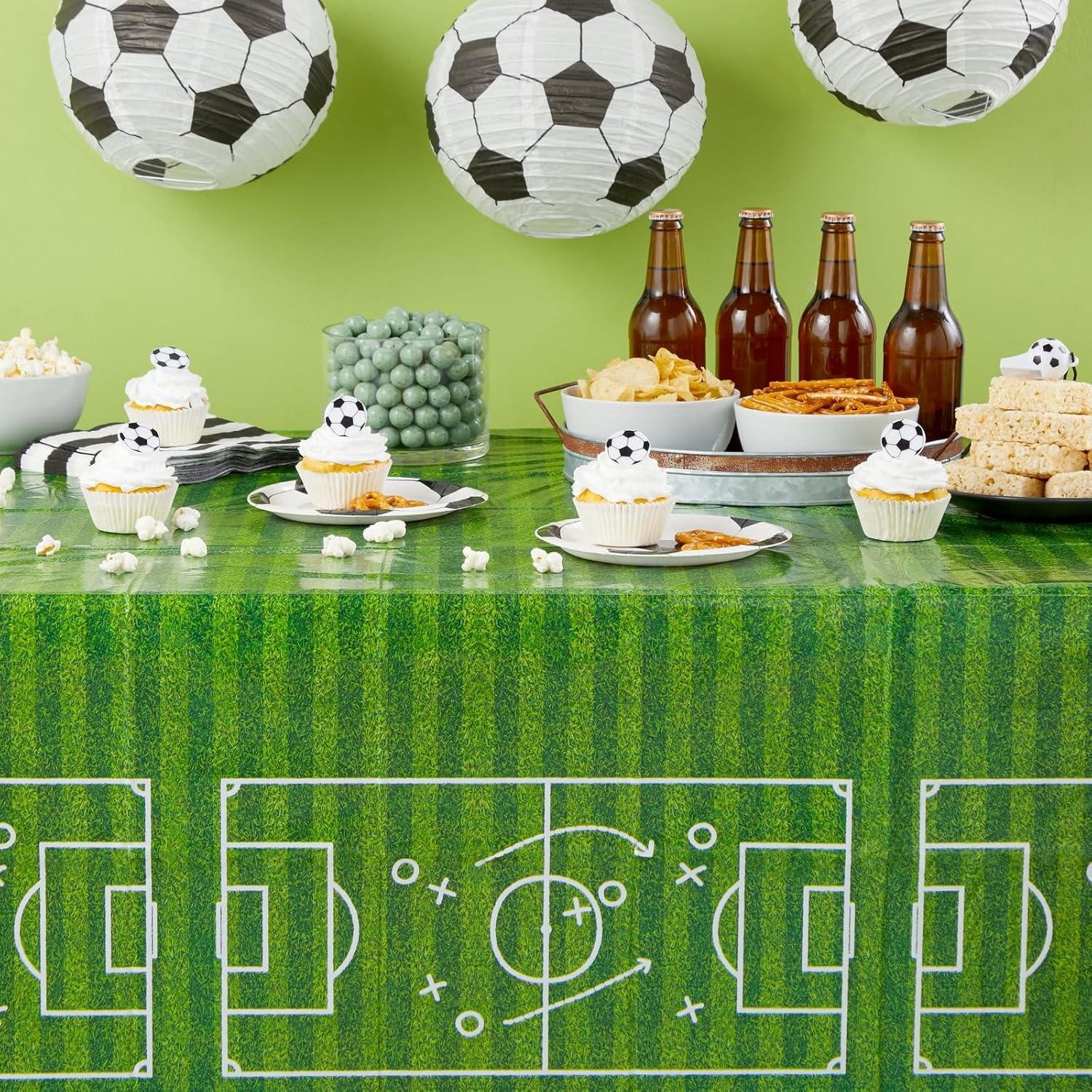 Blue Panda 3 Pack Grass Table Cloth, Sports Themed Birthday Party Supplies, 54x108 in