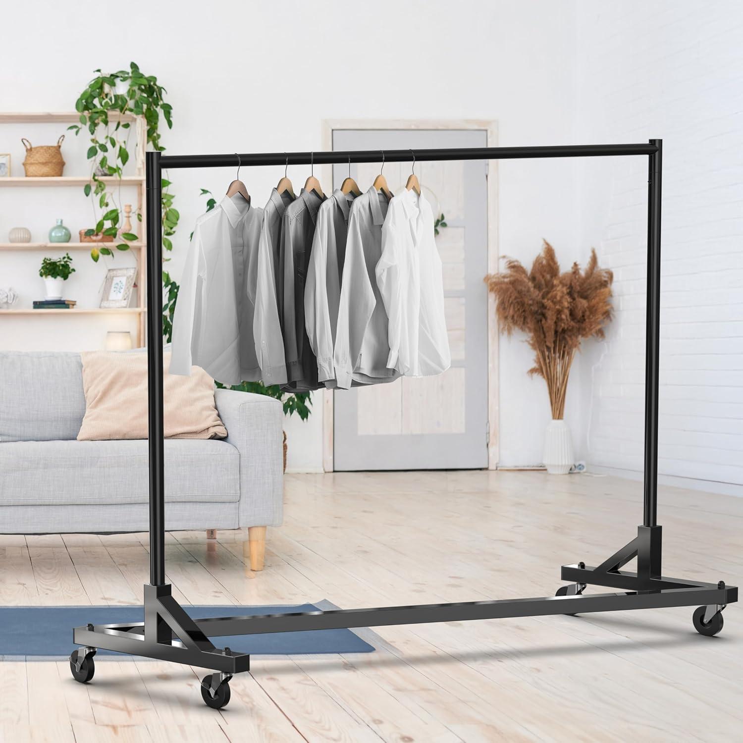 Simple Houseware Commercial Grade Z-Base Heavy Duty Clothing Rack, 400 lb Load, Blue