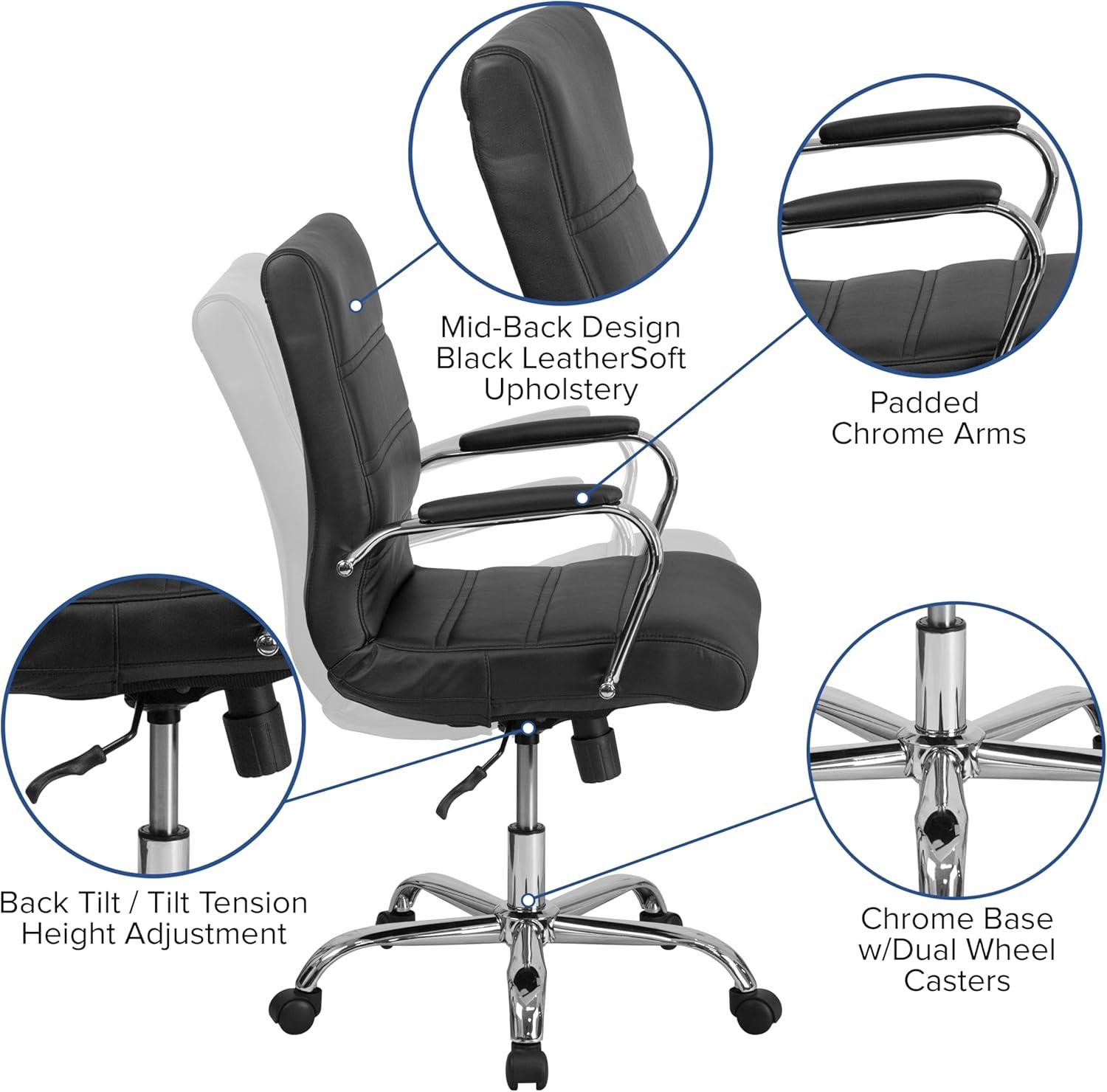 Flash Furniture Mid-Back Executive Swivel Office Chair with Metal Frame and Arms