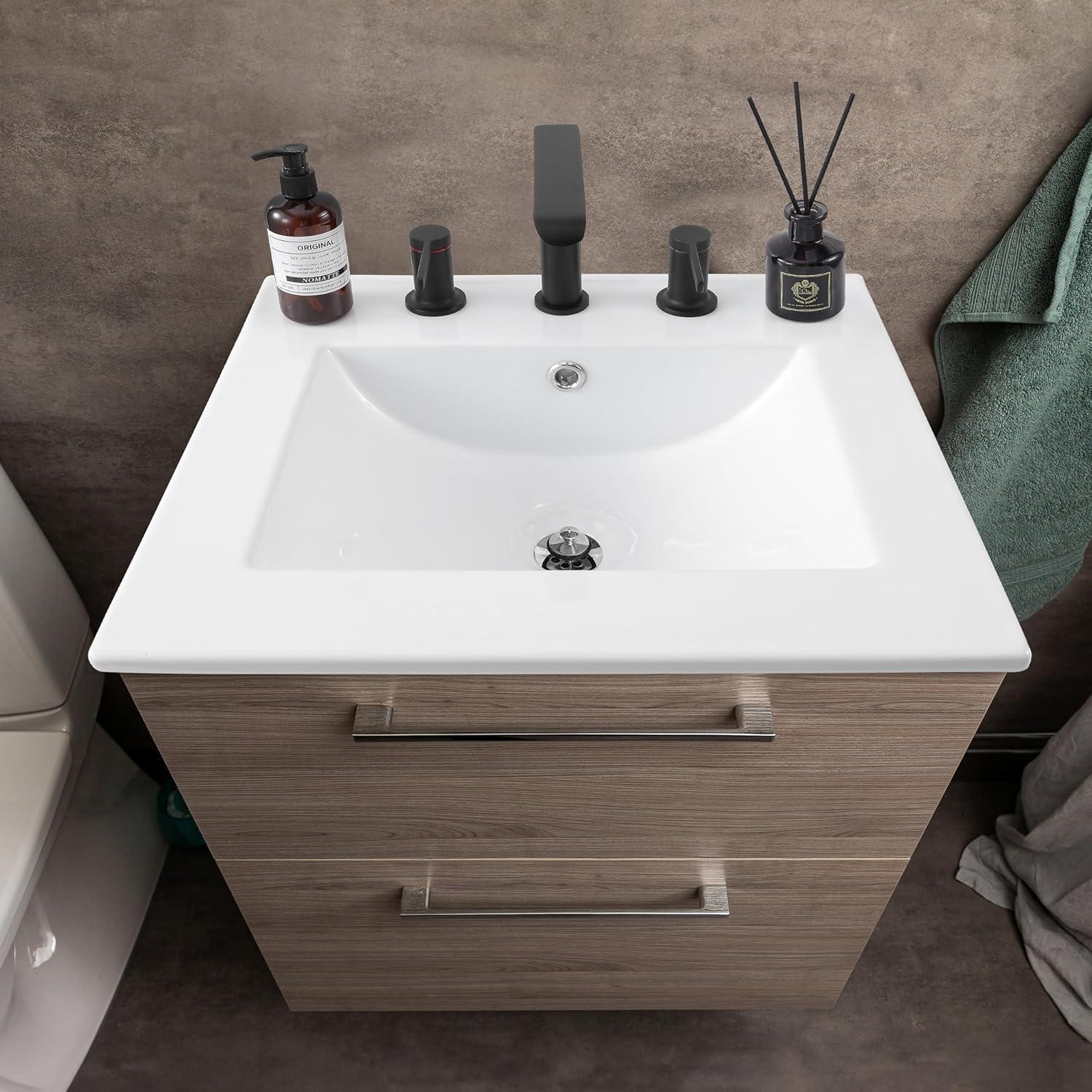 Ancillary 3-Hole 20" Classic Contemporary Rectangular Ceramic Single Sink Basin Vanity Top