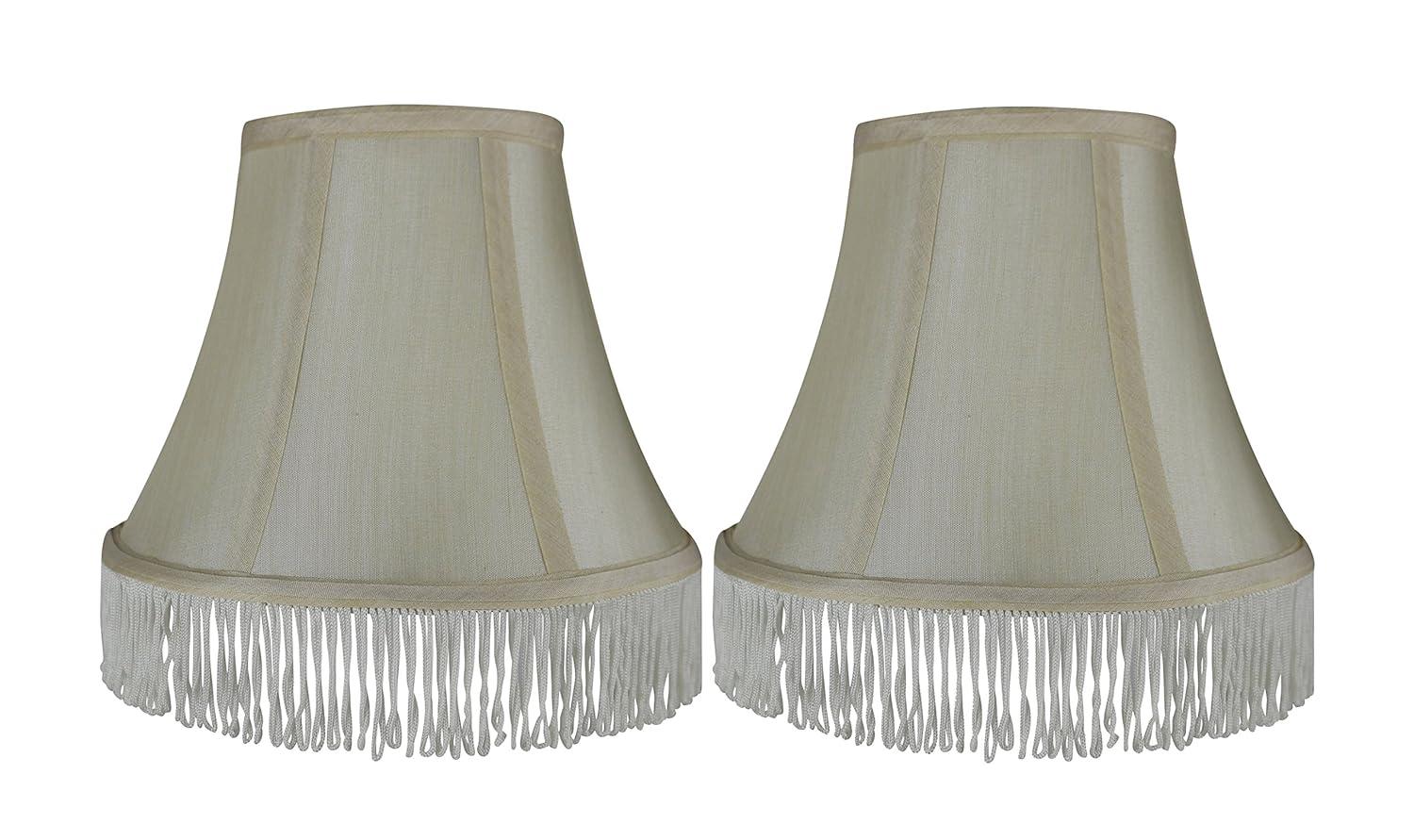Urbanest Pantalla Tipo Campana de Seda 5x9x7", Color Crema con Flecos Blancos, Juego de 2