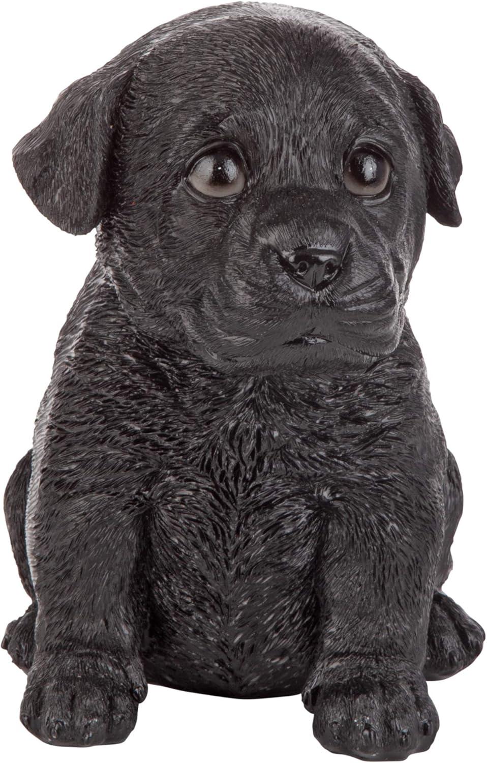 Black Resin Labrador Puppy Dog Statue, 5"