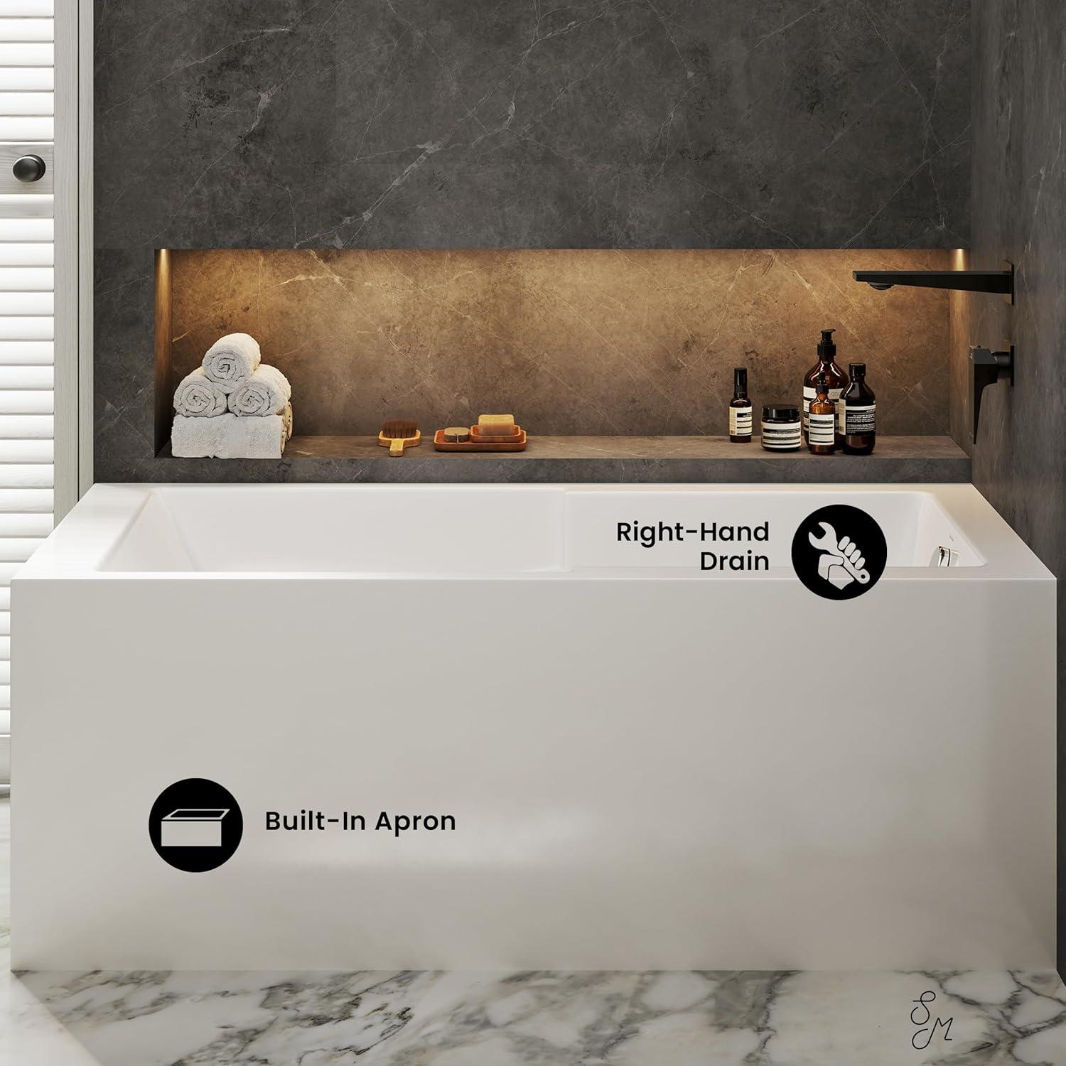 Claire 60" x 32" Alcove Tub with Corner Apron