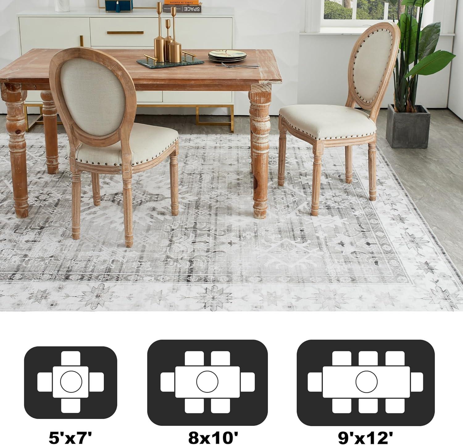 ABYNOW 6x9 Area Rug – Machine Washable, Soft Modern Abstract Carpet for Living Room & Bedroom with Non-Slip Backing, Grey