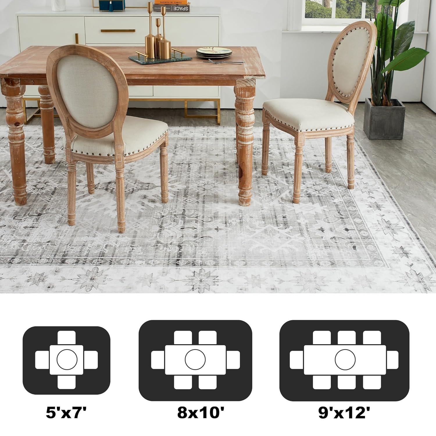 ABYNOW 6x9 Area Rug – Machine Washable, Soft Modern Abstract Carpet for Living Room & Bedroom with Non-Slip Backing, Grey