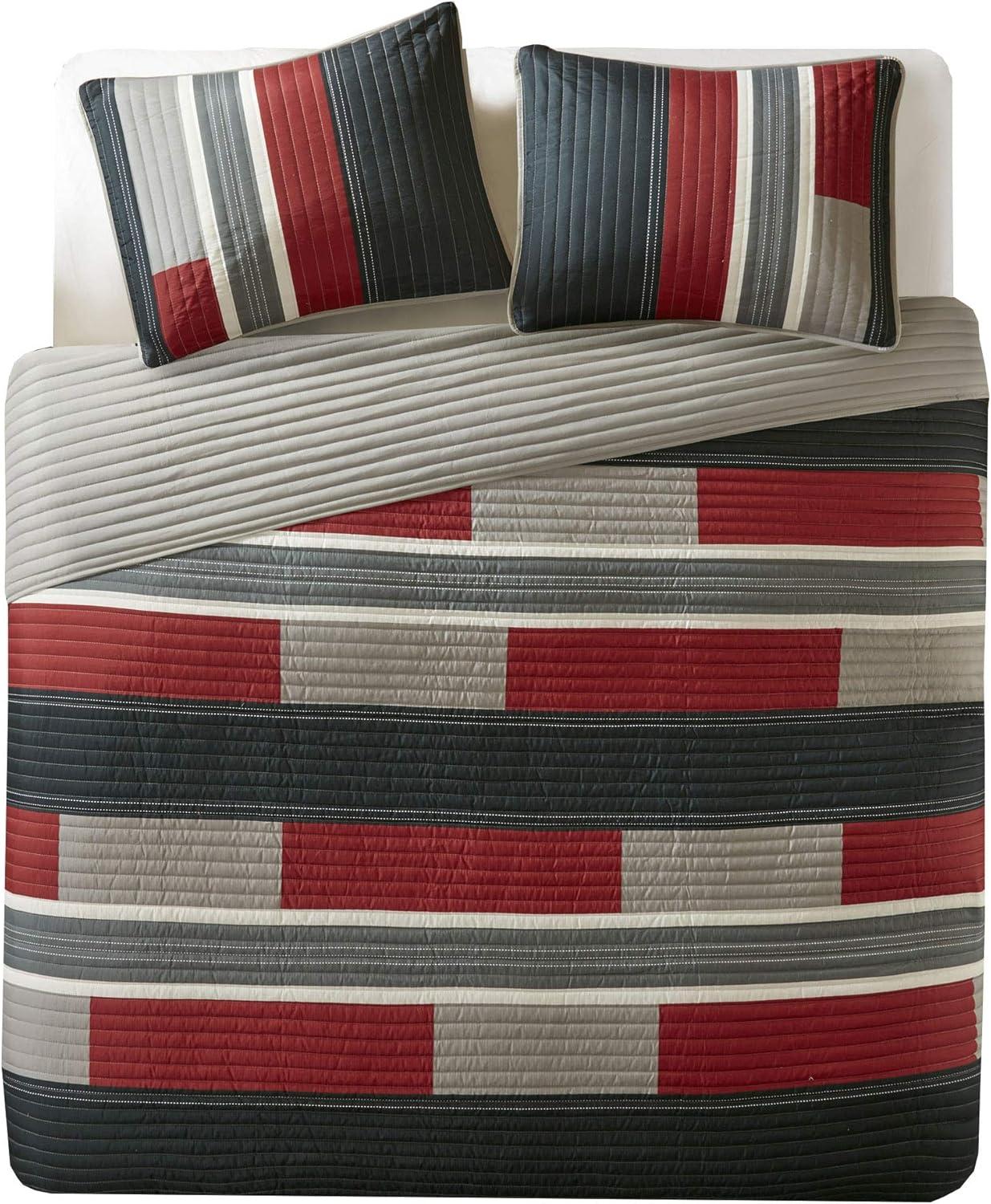 Comfort Spaces Pierre Mini Quilt Set, Twin/Twin XL, Black/Red
