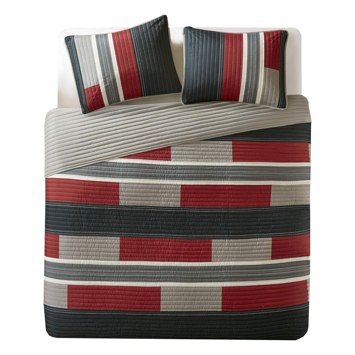 Comfort Spaces Pierre Mini Quilt Set, Twin/Twin XL, Black/Red