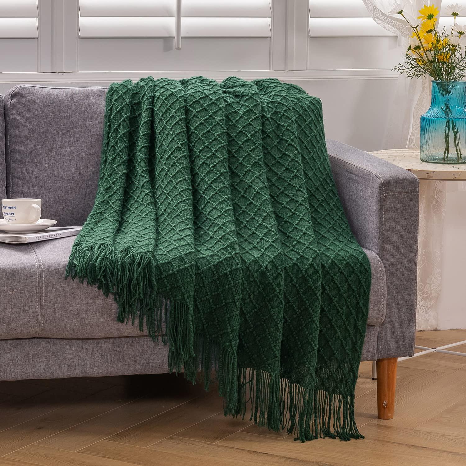 Lunarose Throw Blanket for Couch,Soft Cozy Knit Blanket,Lightweight Decorative Throw for Sofa Chair Bed Travel and Living Room-All Seasons Suitable for Women,Men and Kids (White-Wave, 50"x60")