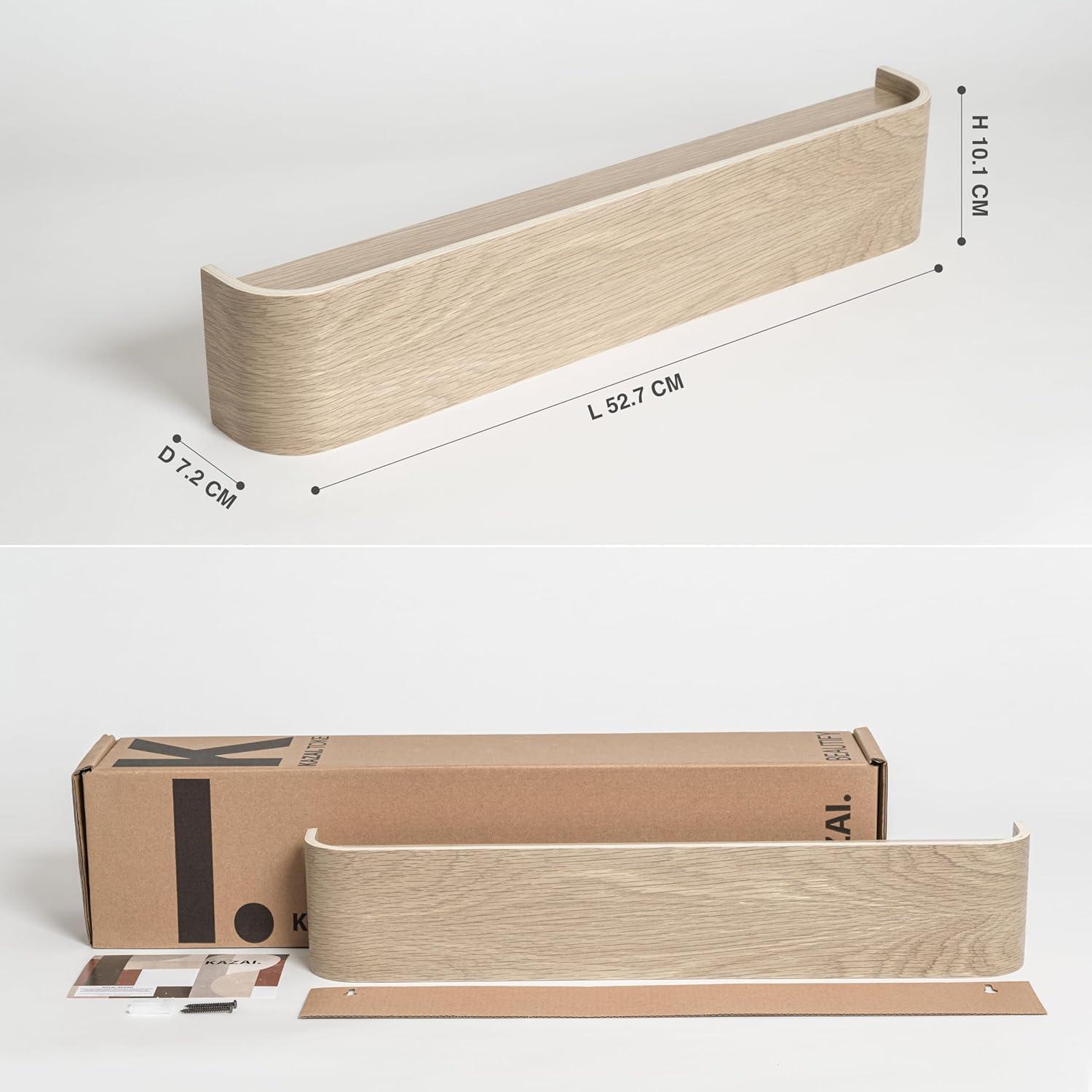 Oak and White Wall-Mounted Coat Rack with Shelf