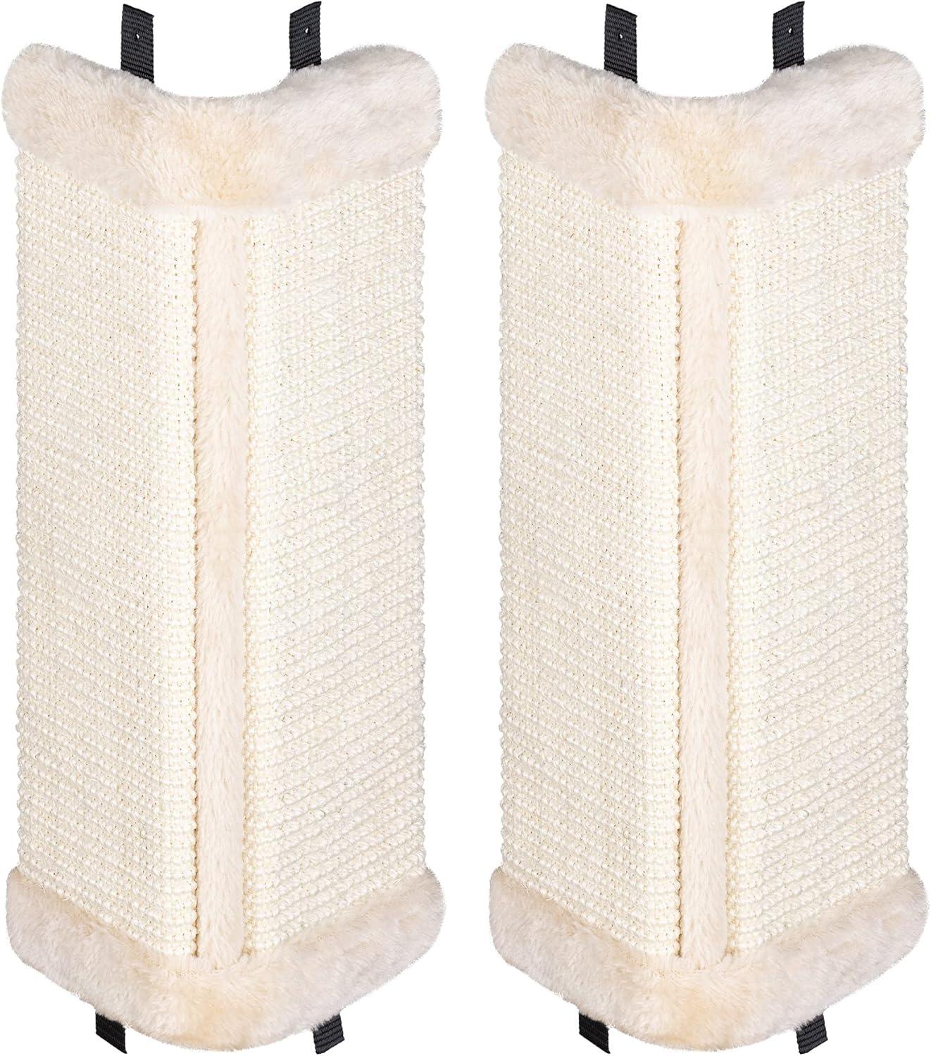 Navaris Corner Wall Cat Scratcher (Set of 2) - Wall Mounted Sisal Scratching Pad for Cats - Vertical Corner Mount Scratch Panel Protector for Walls