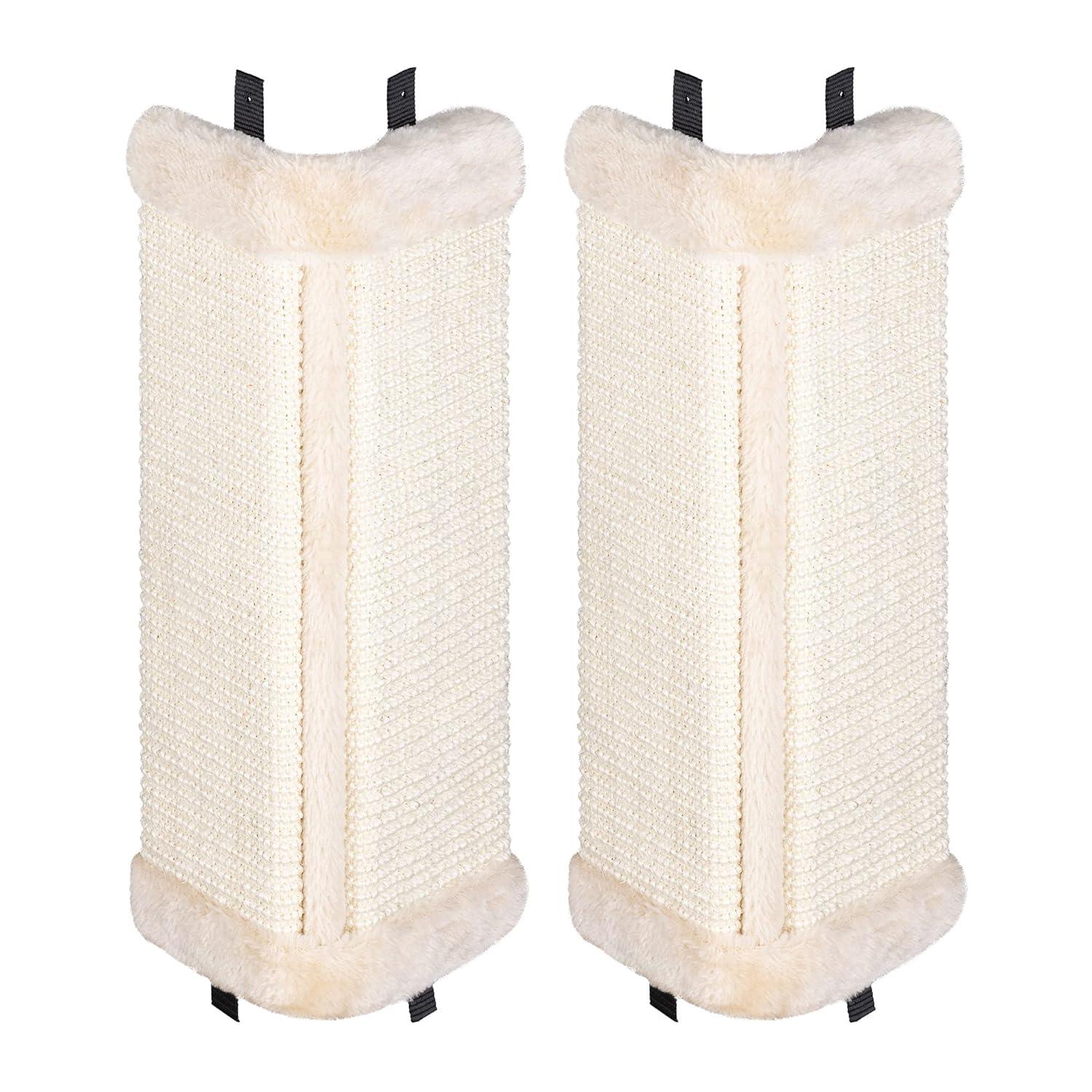 Navaris Corner Wall Cat Scratcher (Set of 2) - Wall Mounted Sisal Scratching Pad for Cats - Vertical Corner Mount Scratch Panel Protector for Walls