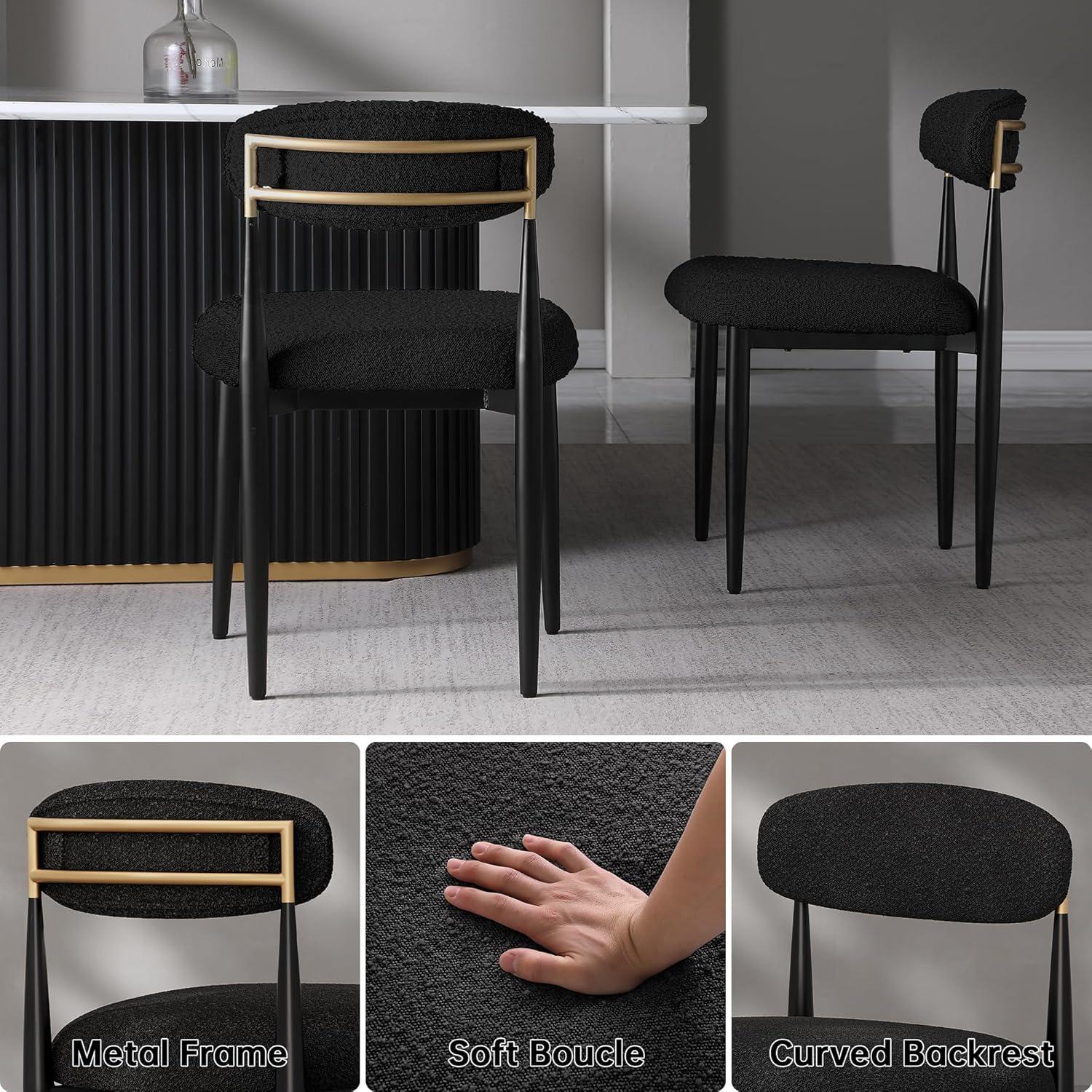2 Pieces Boucle Armless Dining Chair, Upholstered Accent Chair