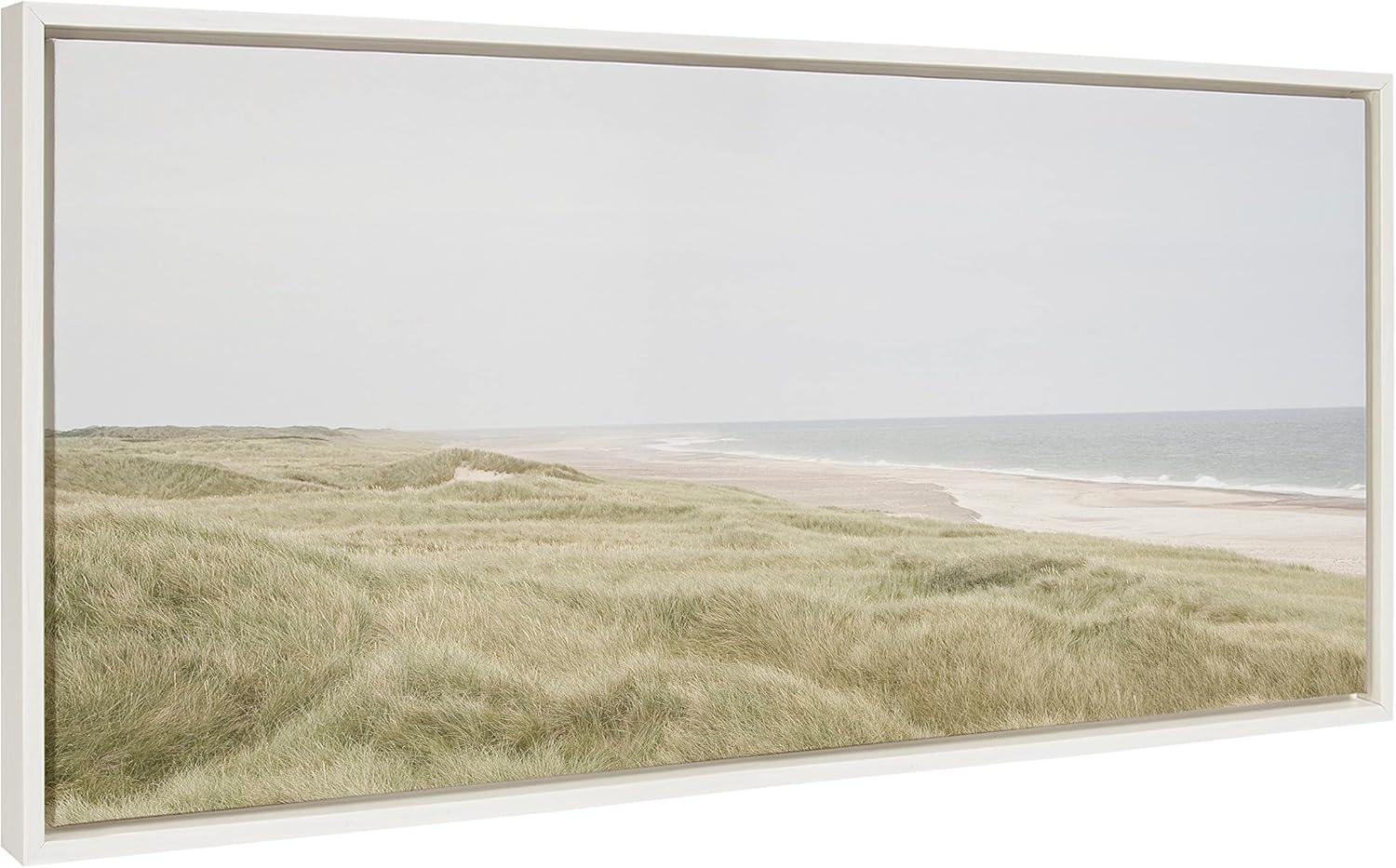 Peaceful Coastal Landscape Canvas Print with White Frame