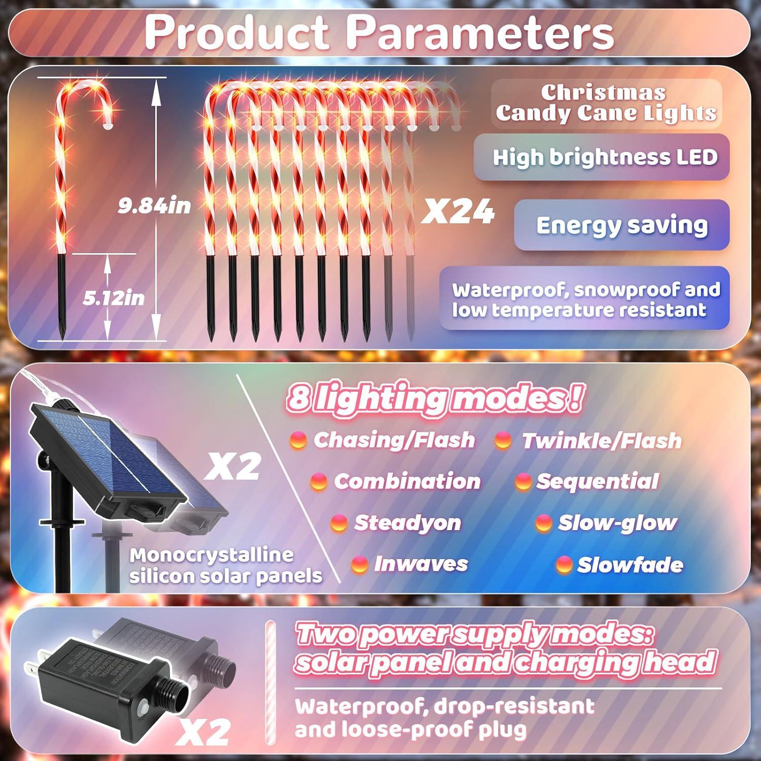 Red Solar LED Candy Cane Pathway Lights Multipack