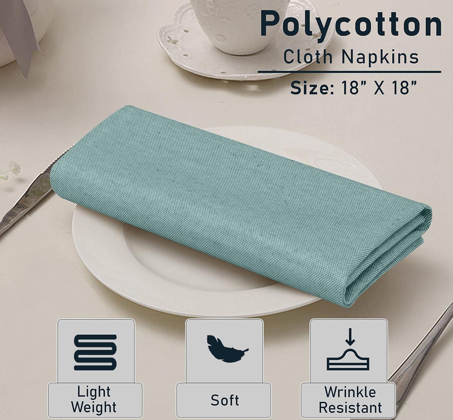 Ruvanti Poly Cotton Square Cloth Napkins Chambray Fabric (Set of 12)