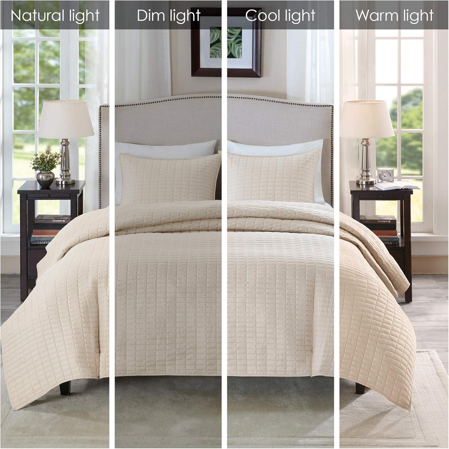 Comfort Spaces Kienna Quilt Mini Set, Full/Queen, Ivory