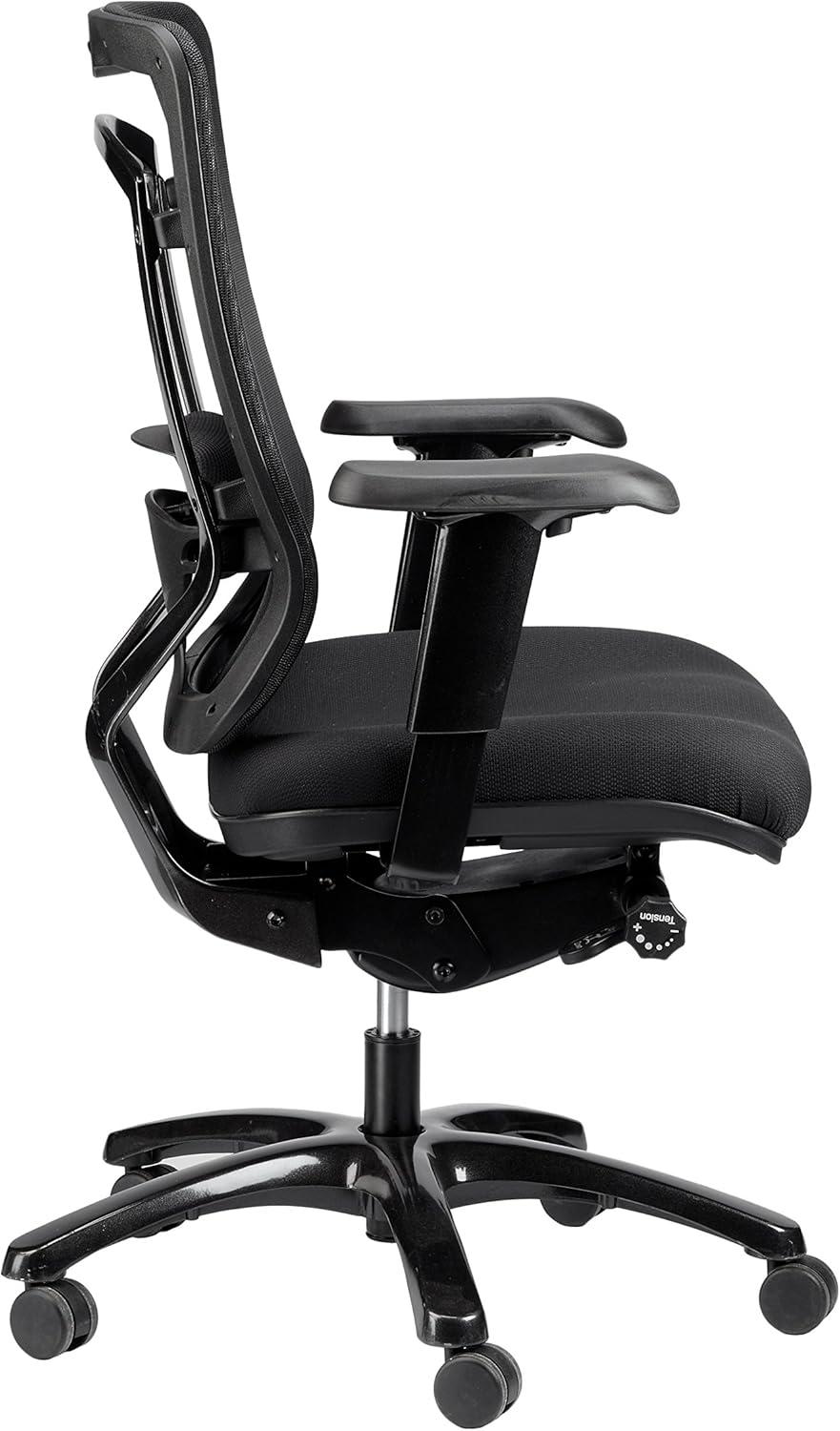 Monterey High Back Executive Mesh & Leather Chair, Black