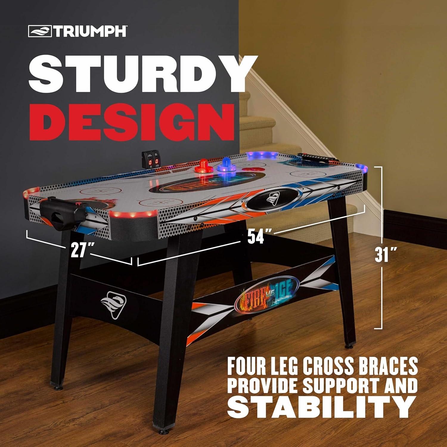 Triumph Air Hockey Table with Two Led Pushers and LED Puck, 54 in