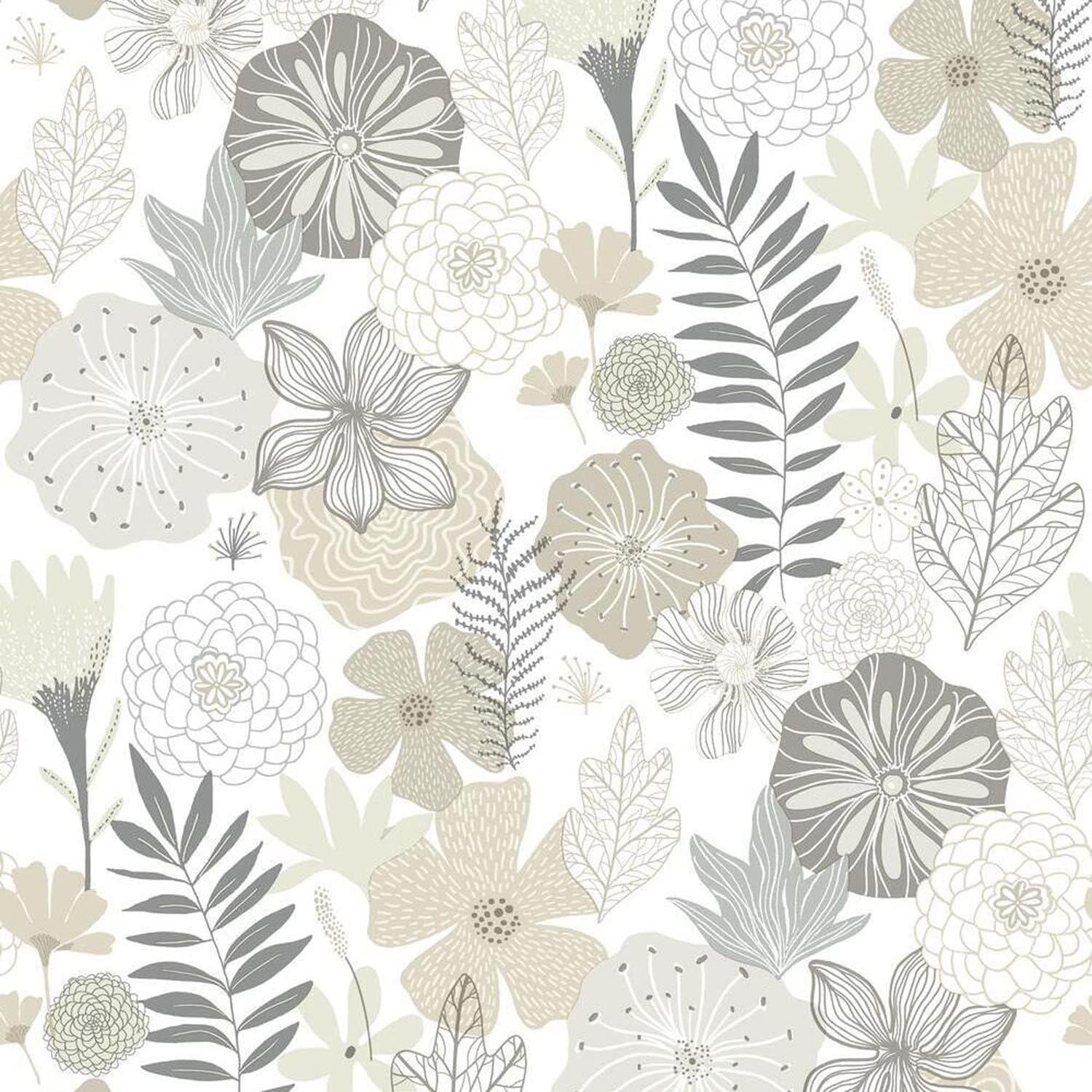RoomMates Blooms Peel and Stick Wallpaper: Self-Adhesive Vinyl, Modern Floral, Repositionable, 28 Sq Ft Coverage, Blue