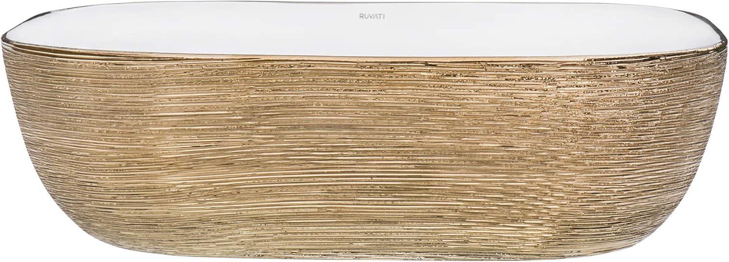 Ruvati 20 x 16 inch Bathroom Vessel Sink Gold Decorative Art Above Vanity Counter White Ceramic