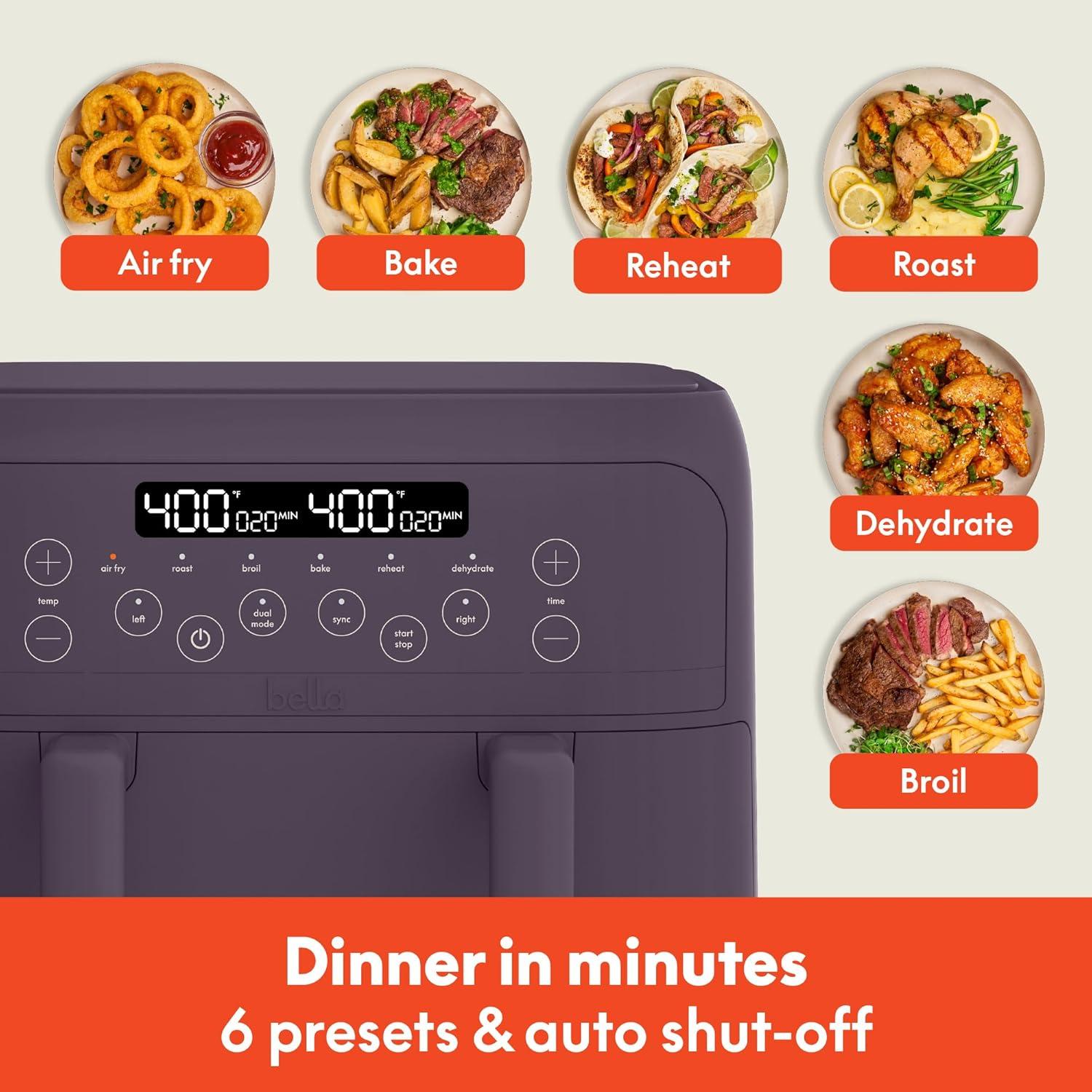 bella 4qt TriZone Air Fryer Plum