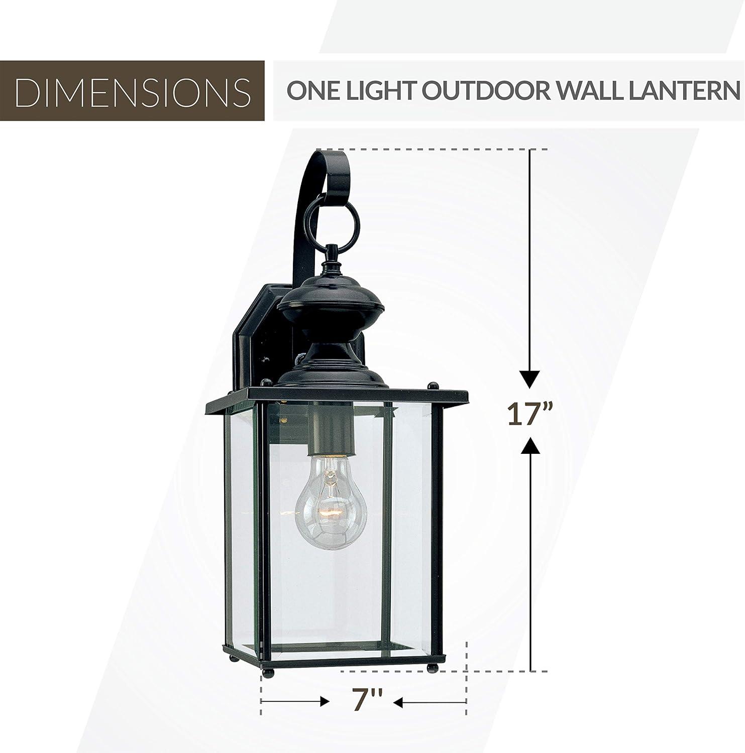 Black Clear Glass Traditional Outdoor Wall Lantern