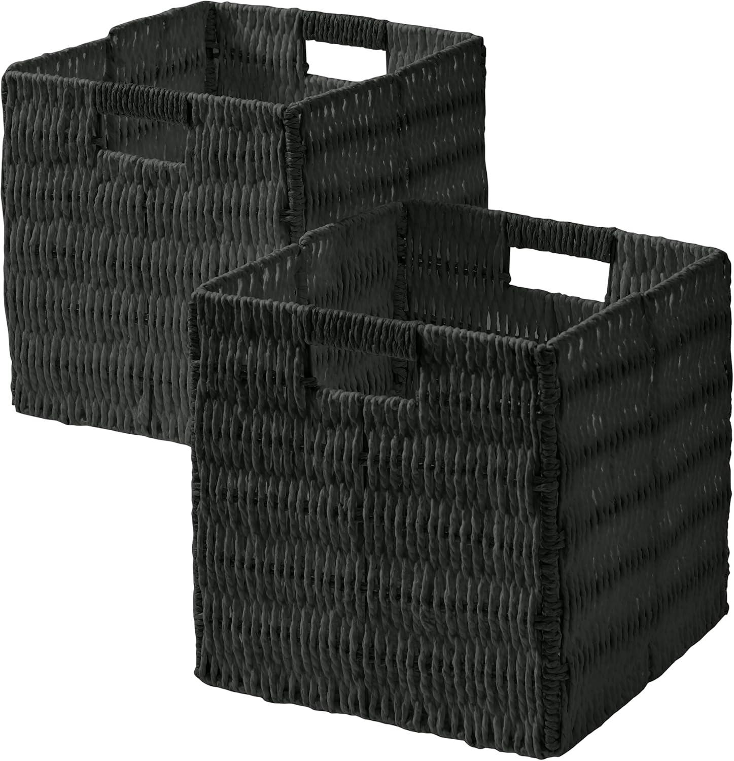 Latitude Run® 2 Pack Wicker Paper Storage Basket Cube Bin (Set of 2)
