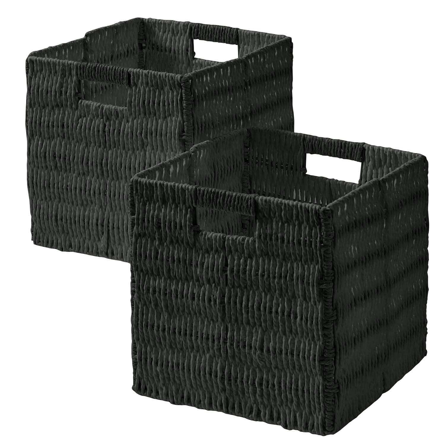 Latitude Run® 2 Pack Wicker Paper Storage Basket Cube Bin (Set of 2)