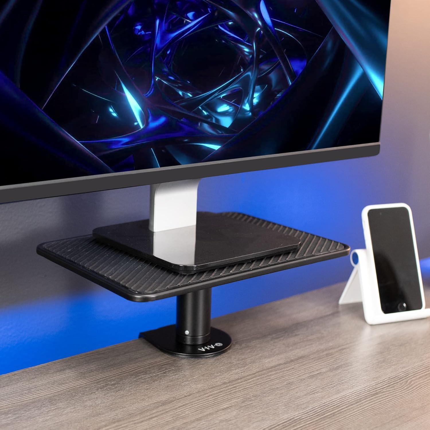 VIVO Black Universal Clamp-on Ergonomic Computer Monitor Laptop Riser Desk Stand