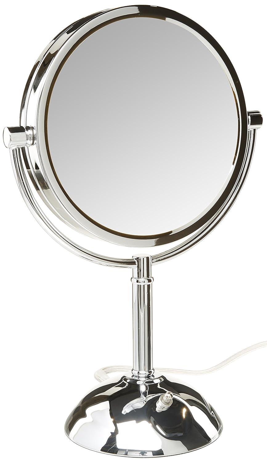 Elegant 8.5" Chrome LED Lighted Swivel Countertop Vanity Mirror