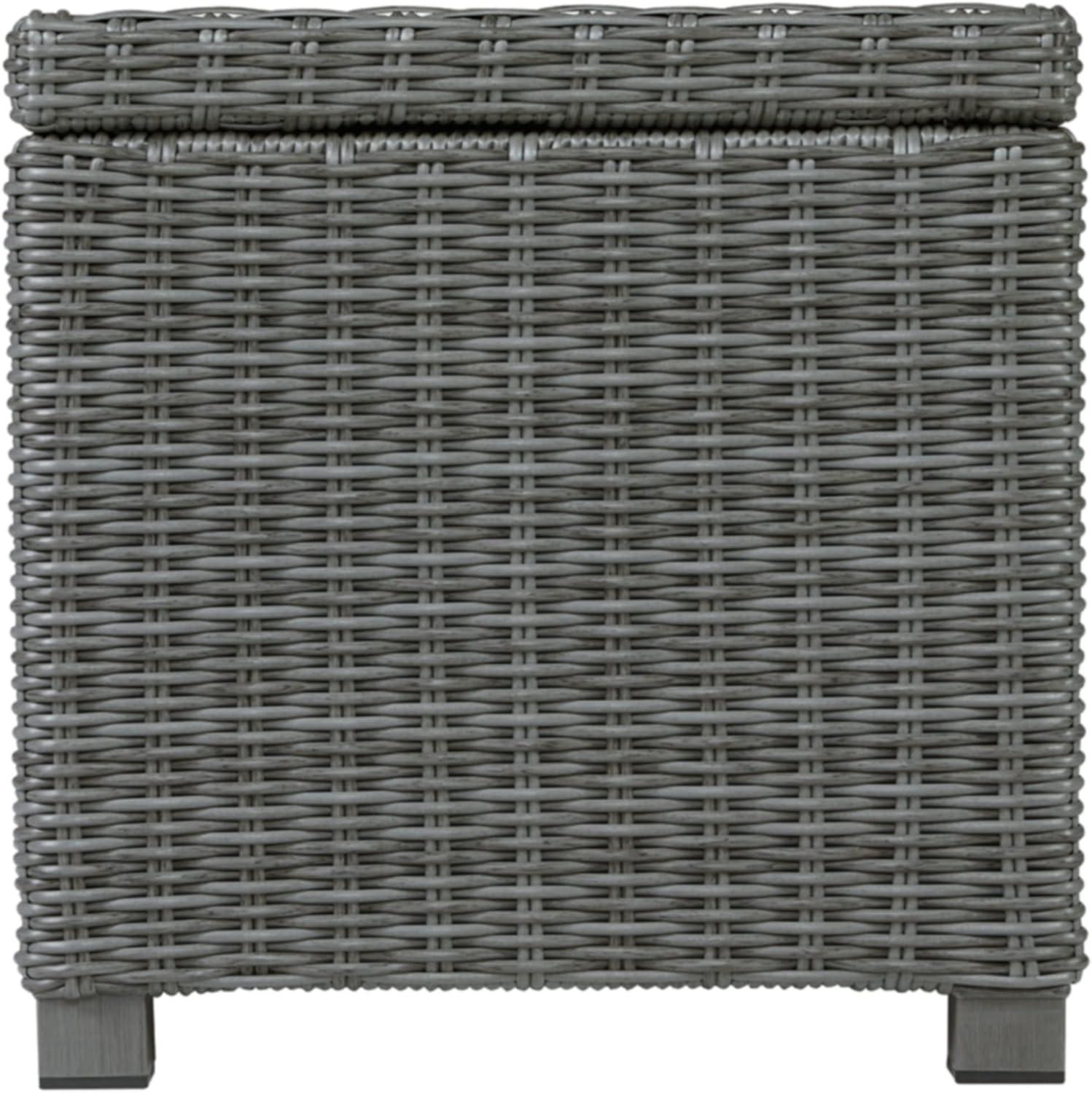 Gray Rectangular Wicker Outdoor End Table with Aluminum Top