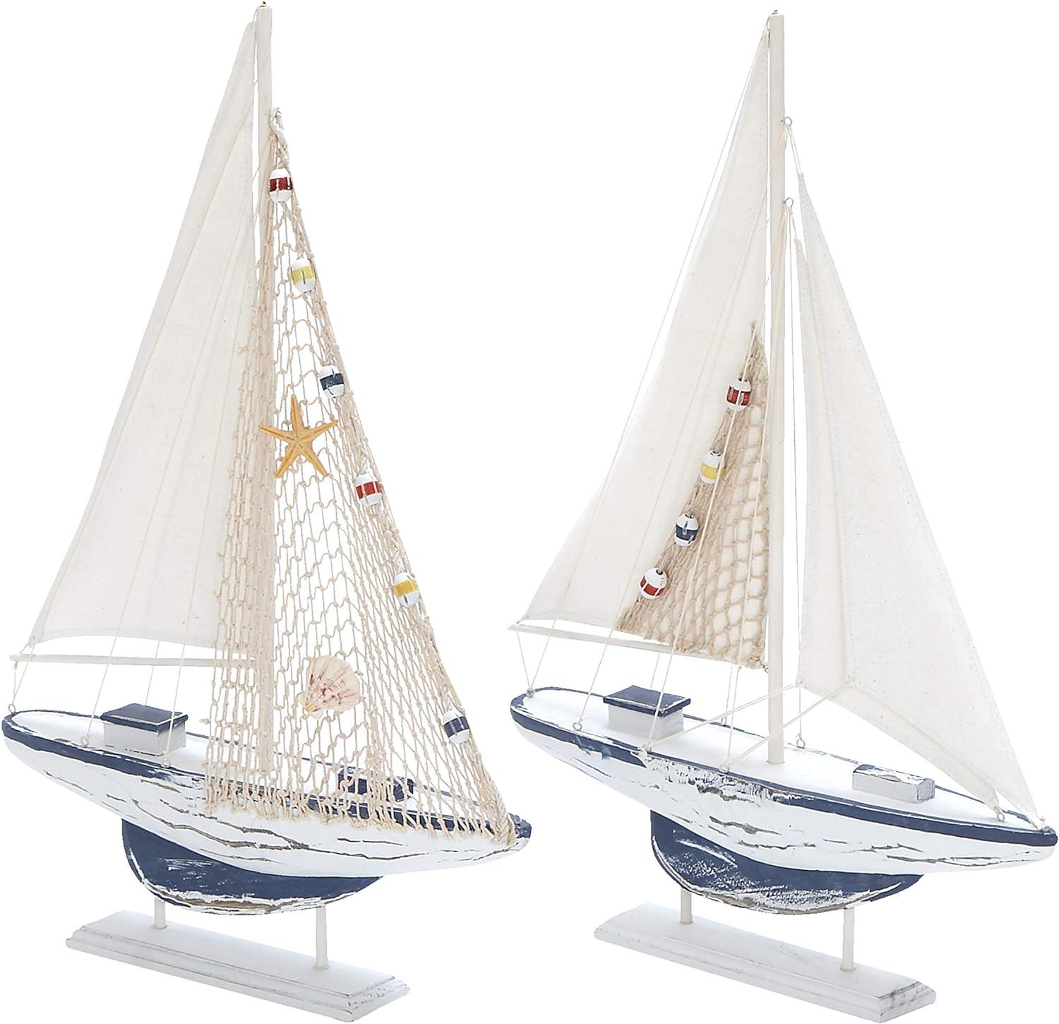 White Pine Coastal Sailboat Sculpture Set, 25"H x 17"W