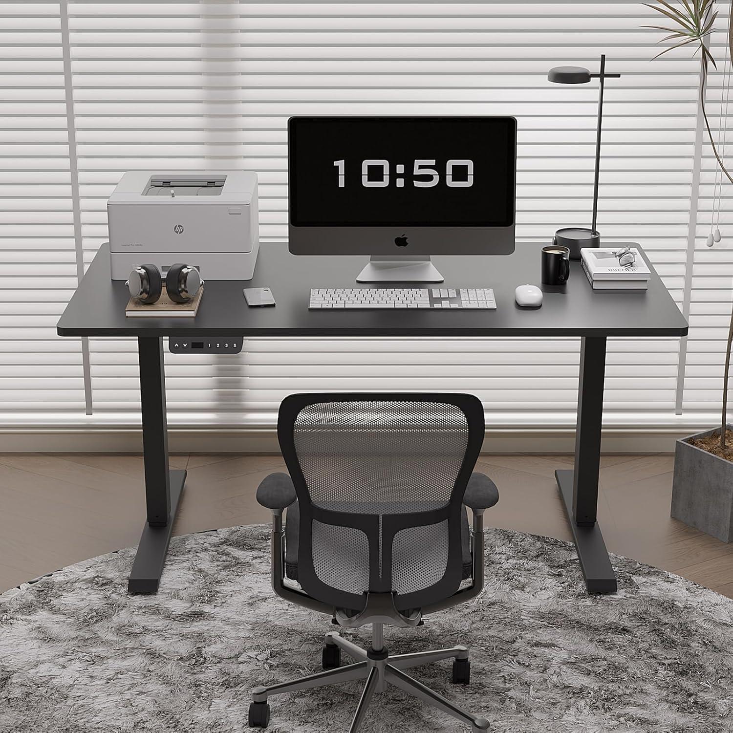Electric Standing Desk Adjustable Height - Rolling Sit to Stand Desks on Wheels - Mobile Standup Computer Table 48 Inch Brown One Piece Desktop and Rising Frame with Storage for Home Office & Gaming