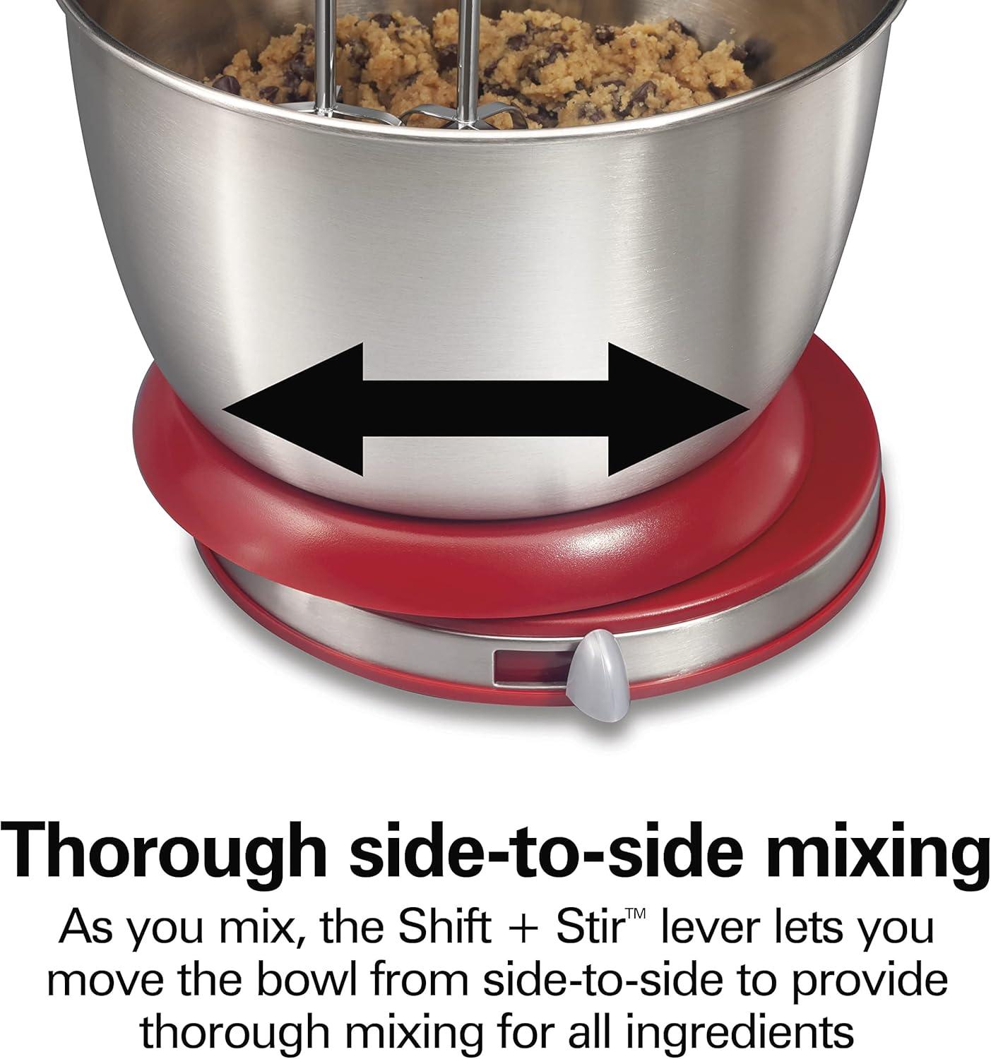 Hamilton Beach Classic Stand Mixer, 4 Quart Stainless Steel Bowl, 6 Speeds, Red, 64654G