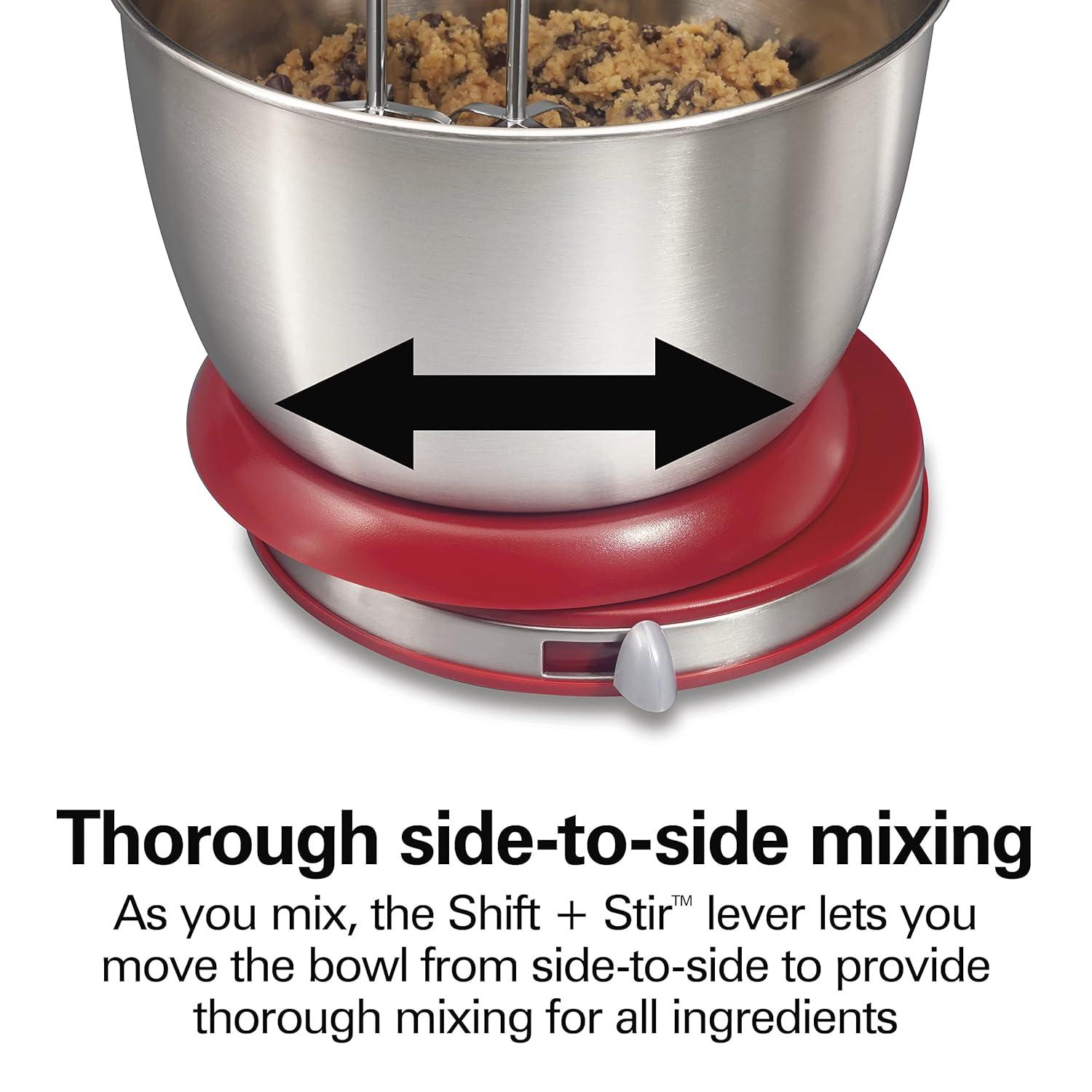 Hamilton Beach Classic Stand Mixer, 4 Quart Stainless Steel Bowl, 6 Speeds, Red, 64654G