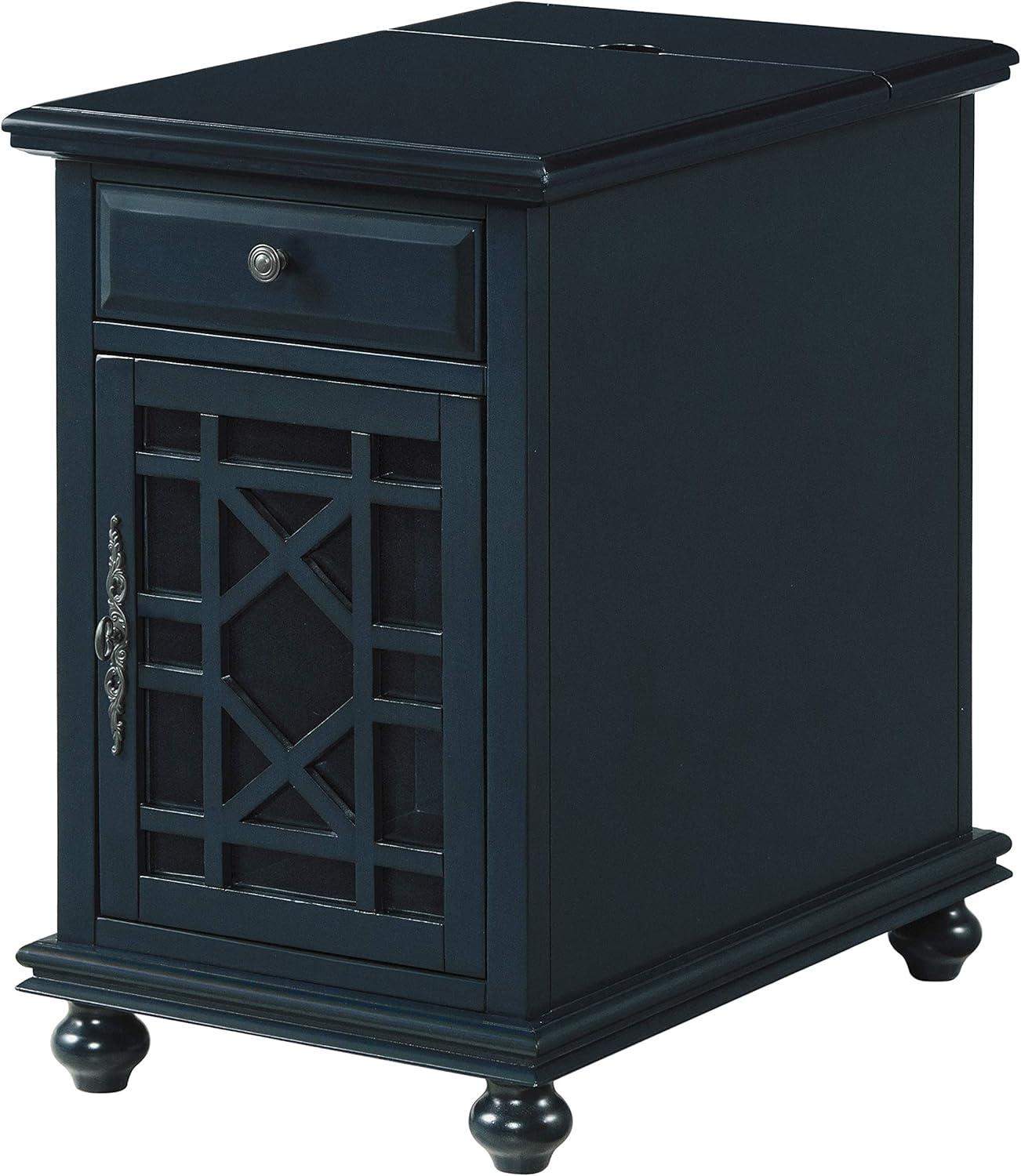 Martin Svensson Home Elegant Chairside Table with Power Catalina Blue