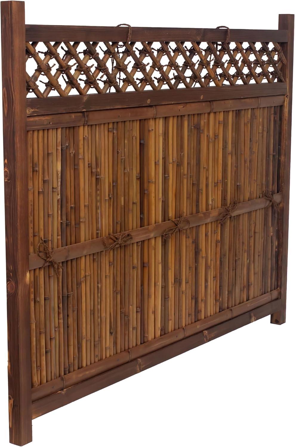 Red Lantern 4 ft. x 5 ft. Kogeta Zen Garden Bamboo Fence Panel