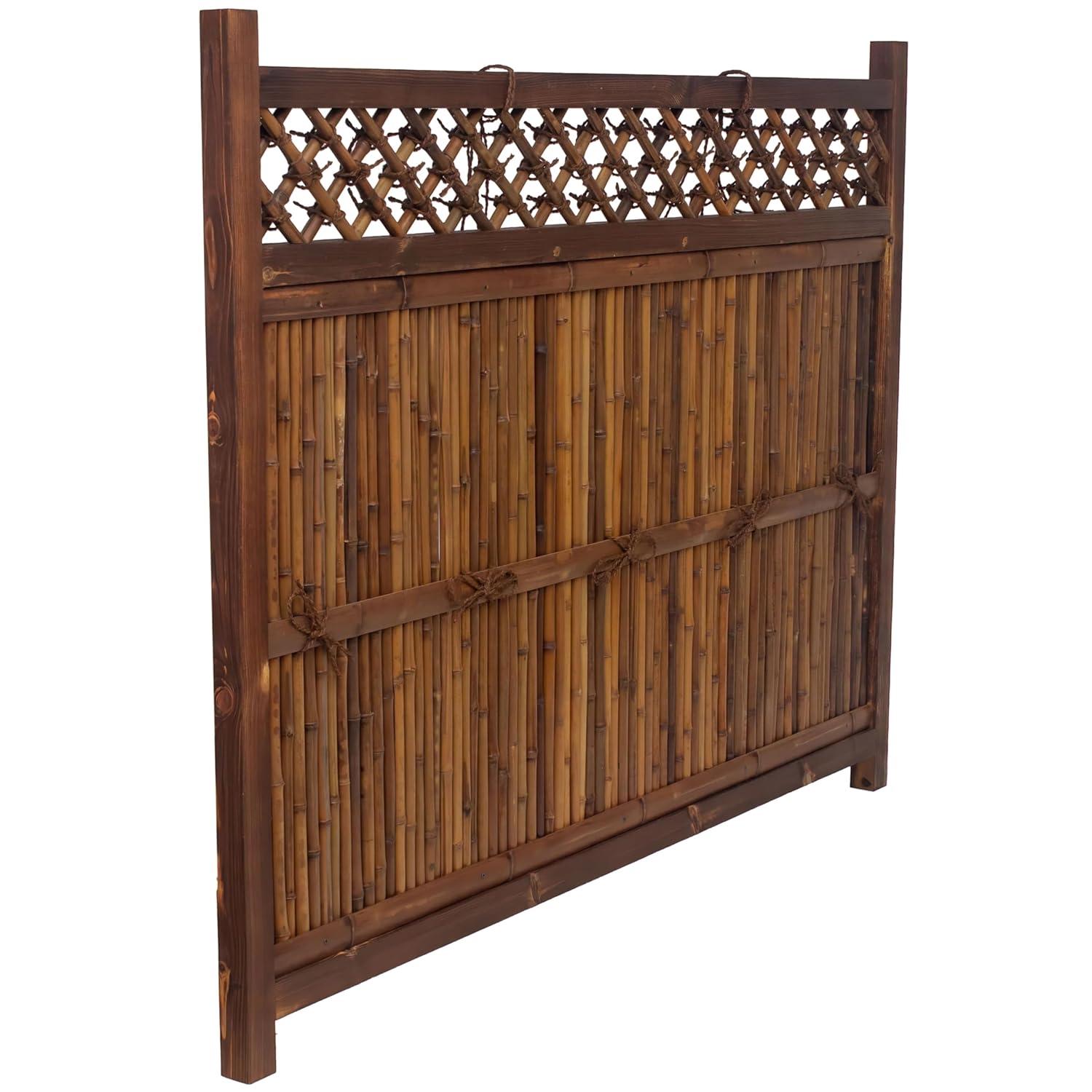 Red Lantern 4 ft. x 5 ft. Kogeta Zen Garden Bamboo Fence Panel
