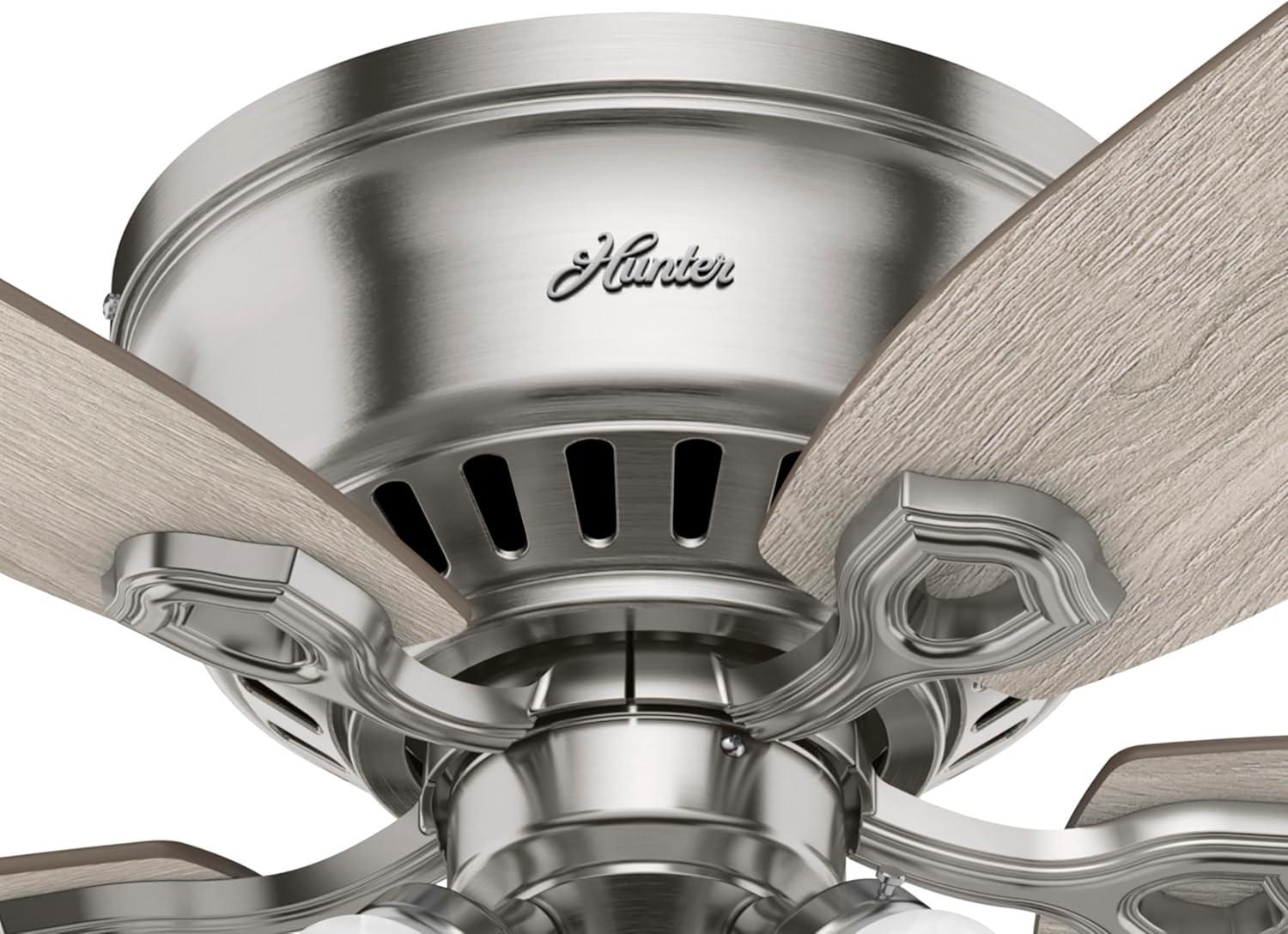 Builder Low Profile 52" 5 - Blade Flush Mount Ceiling Fan with Lights and Pull Chains