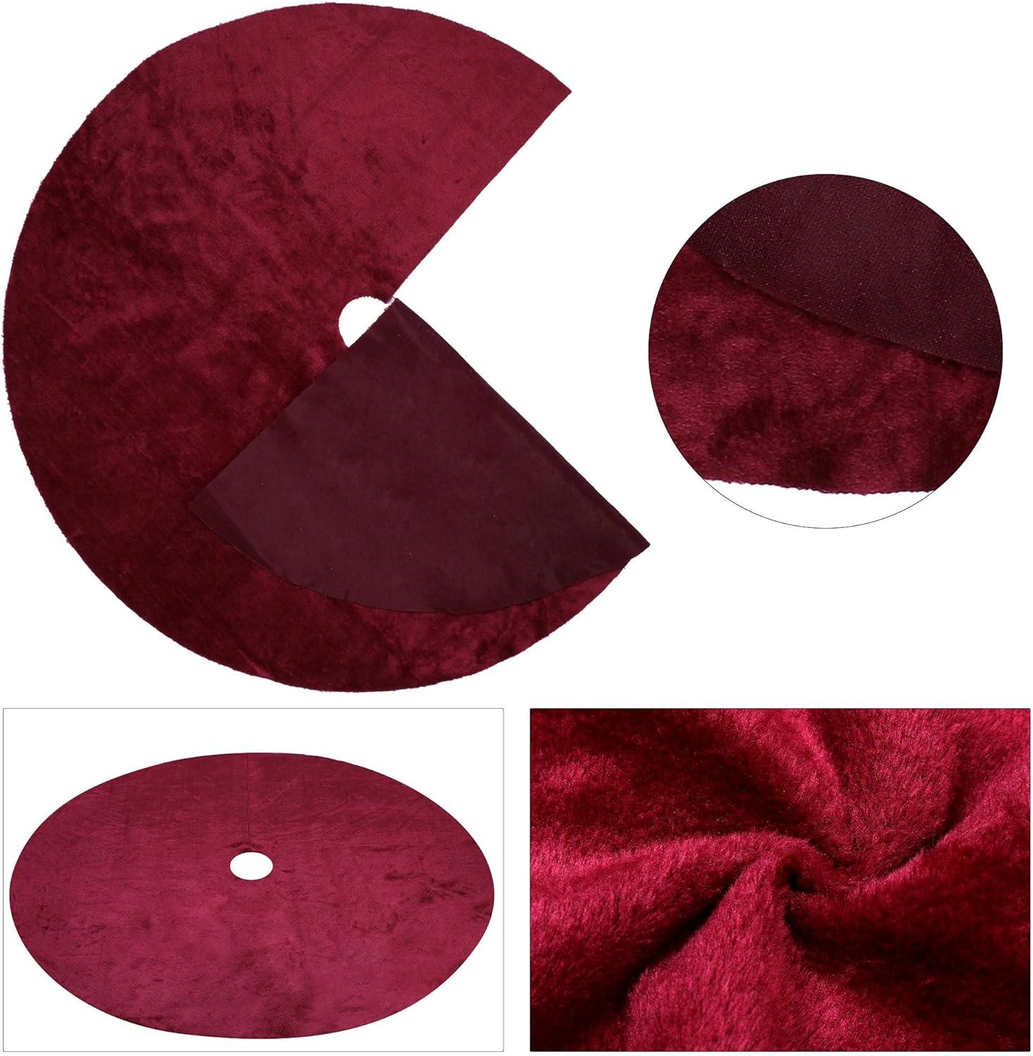 Zonao Christmas Knitted Tree Skirt Red Knitted Christmas Tree Skirt Ornaments