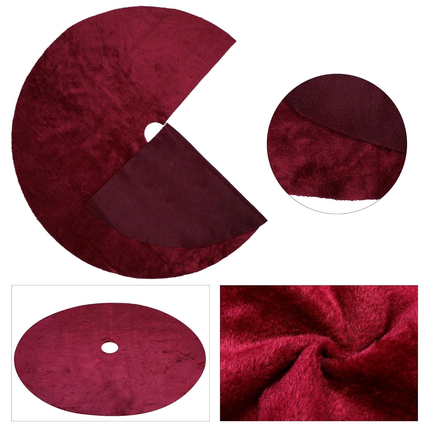 Zonao Christmas Knitted Tree Skirt Red Knitted Christmas Tree Skirt Ornaments