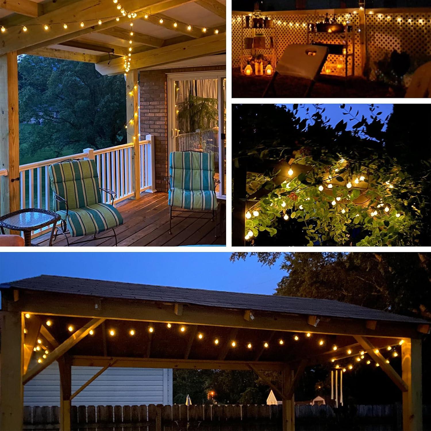 64FT Warm White LED Solar Globe String Lights for Outdoor Christmas