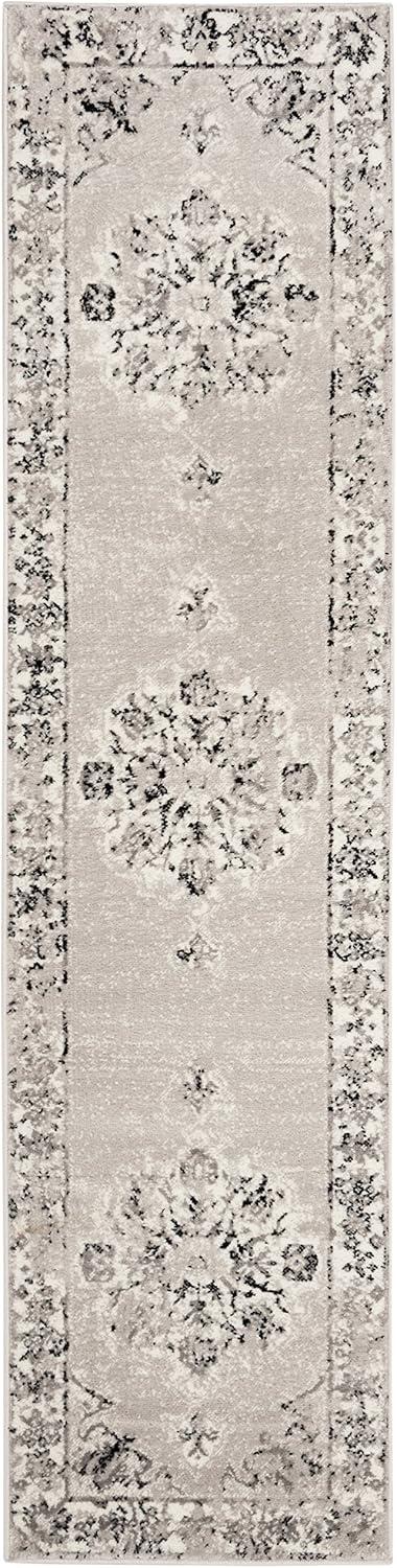 SAFAVIEH Skyler Nikeisha Floral Runner Rug, Grey/Ivory, 2' x 12'