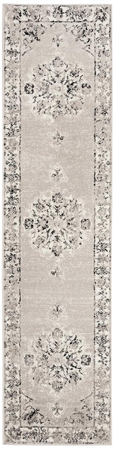 SAFAVIEH Skyler Nikeisha Floral Runner Rug, Grey/Ivory, 2' x 12'