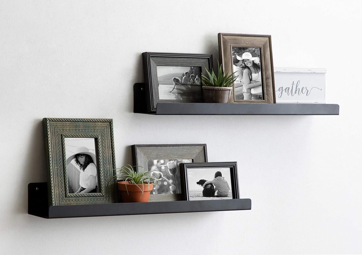 Mezzo 27'' Black Modern Metal Floating Wall Ledge Shelf Set