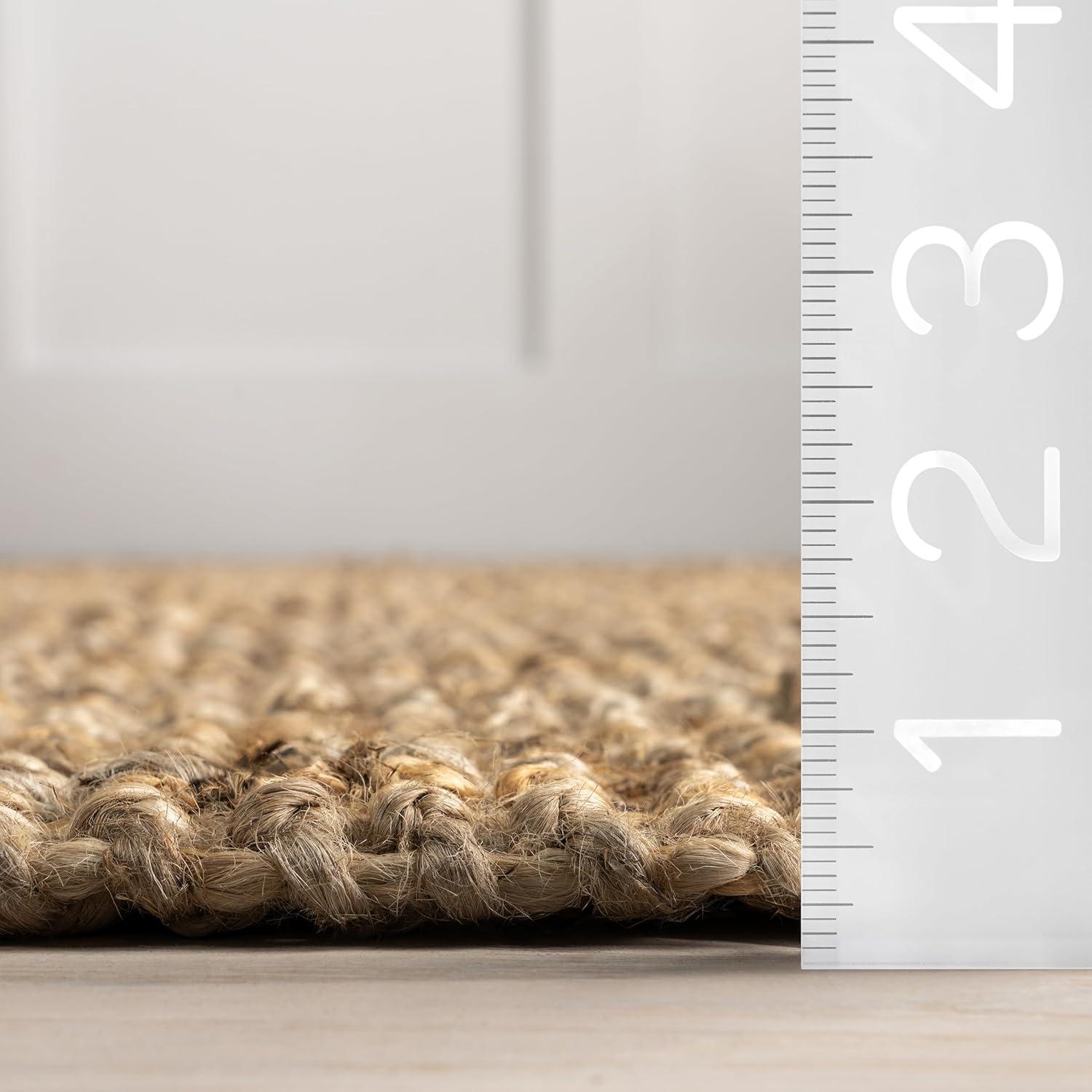 Nuloom 6x9 Daniela Jute Tassel Hand Woven Indoor Area Rug, Brick, Solid Chunky Farmhouse Design, Natural Fiber BedroomLiving Room