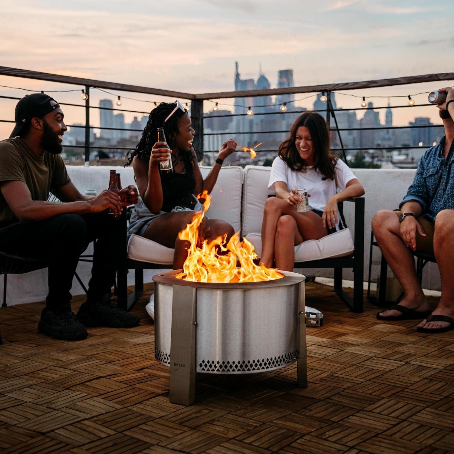 Breeo Multi-Fuel Stainless Steel Fire Pit Portable wih Smokeless Weather Resistant