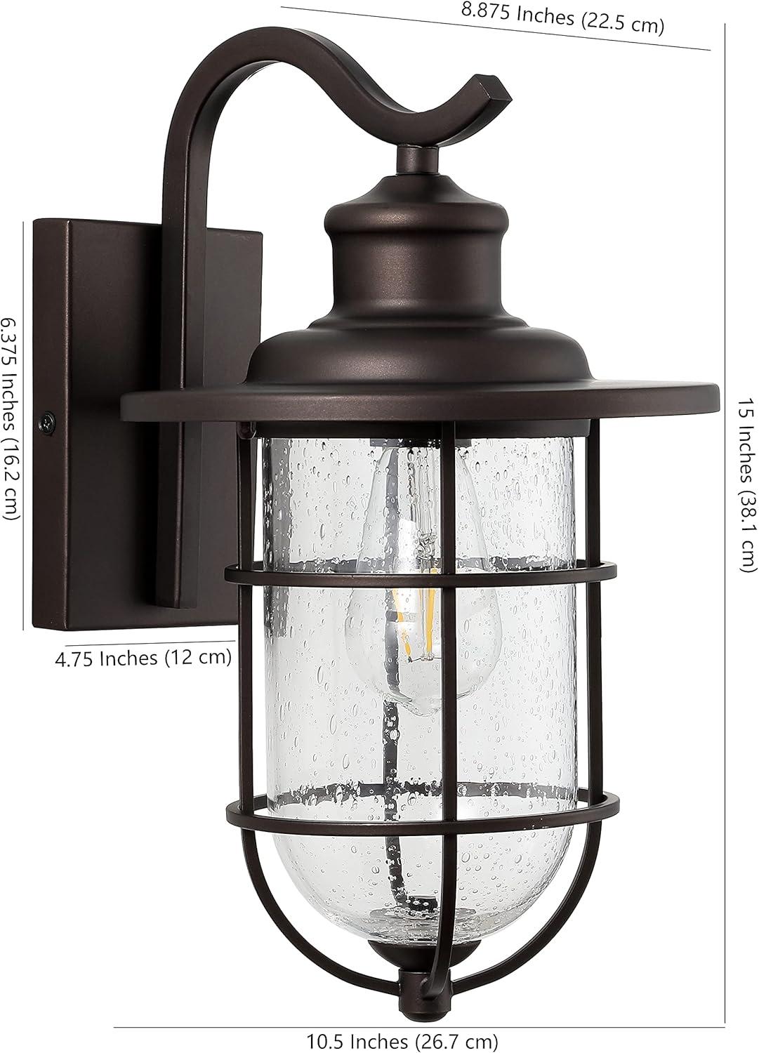 Westfield 10.5" Black Iron and Seeded Glass Outdoor Lantern