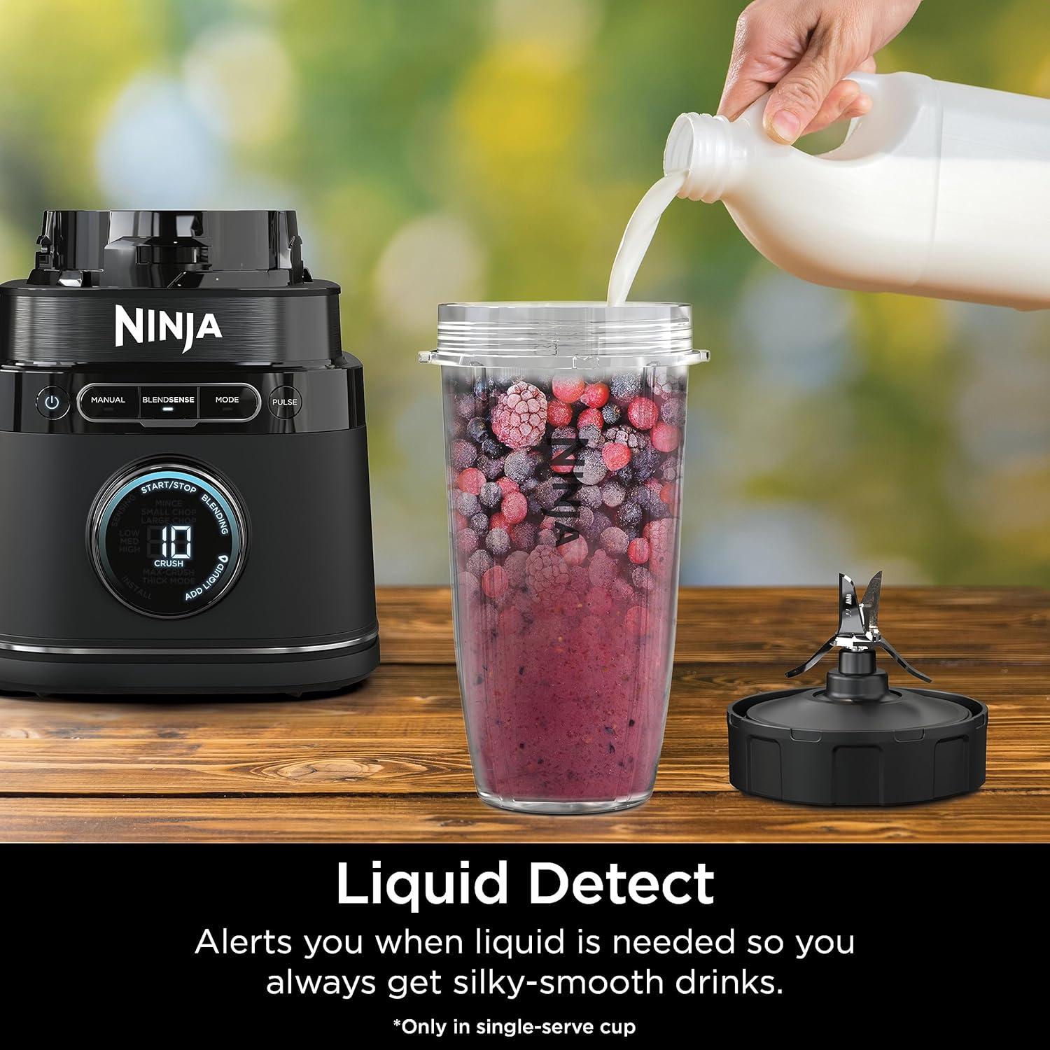 Ninja Ninja® Detect Power Blender Pro & Personal Single-Serve, BlendSense Technology, For-Smoothies, Food and More, Compact Design, 1800 P-Watts, with 72 oz. Pitcher and (2) 24 oz. Cups